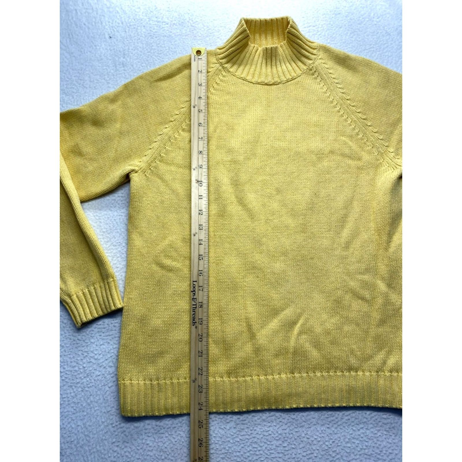 Lands' End VINTAGE Lands End Women’s Turtleneck Sweater Medium Yellow Pullover Cotton Womens Mens? Size M / US 6-8 / IT 42-44 - 7 Thumbnail