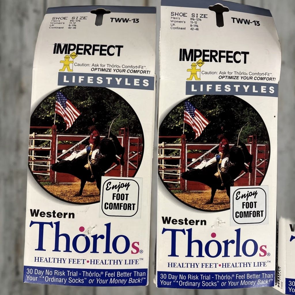 Vintage Thorlos Socks Western 8.5-12.5 Men Calf White 90s USA Solid Mid Calf 8 Pairs TWW-13 Size ONE SIZE - 1 Thumbnail
