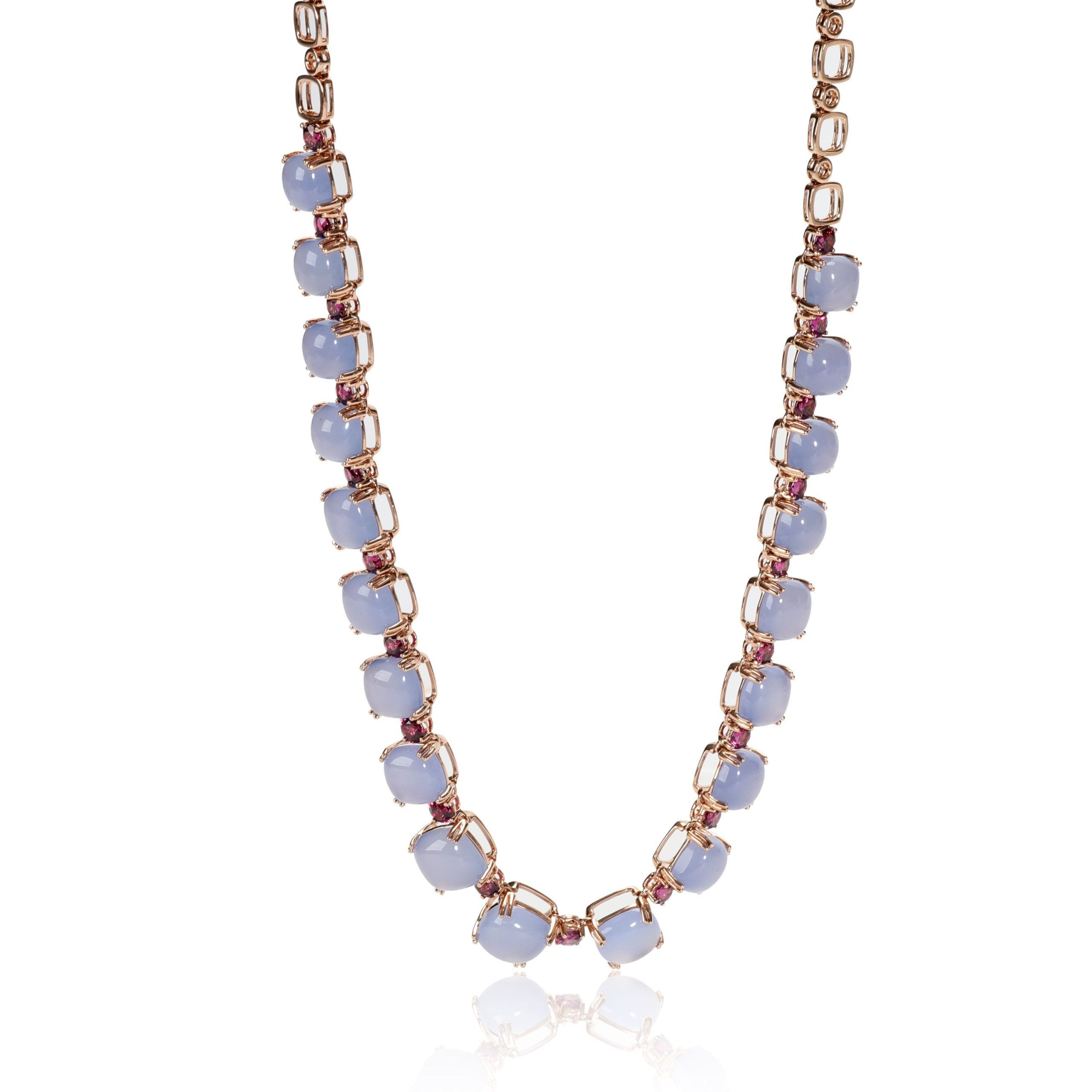 image of Tiffany Co Effy Chalcedony & Rhodolite Garnet Necklace In 14K Rose Gold 67.00 Ctw, Women's