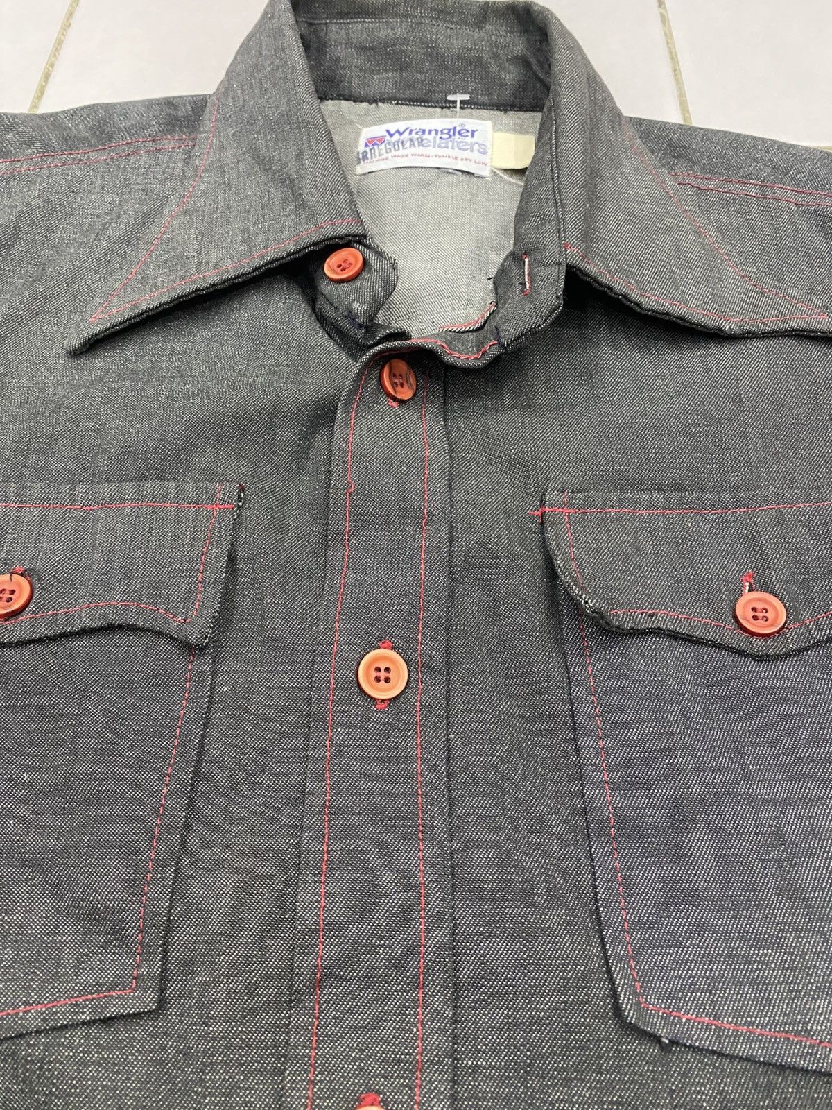 Vintage Vtg 1970s Wrangler Wrelaters denim cowboy western shirts Size US M / EU 48-50 / 2 - 4 Thumbnail