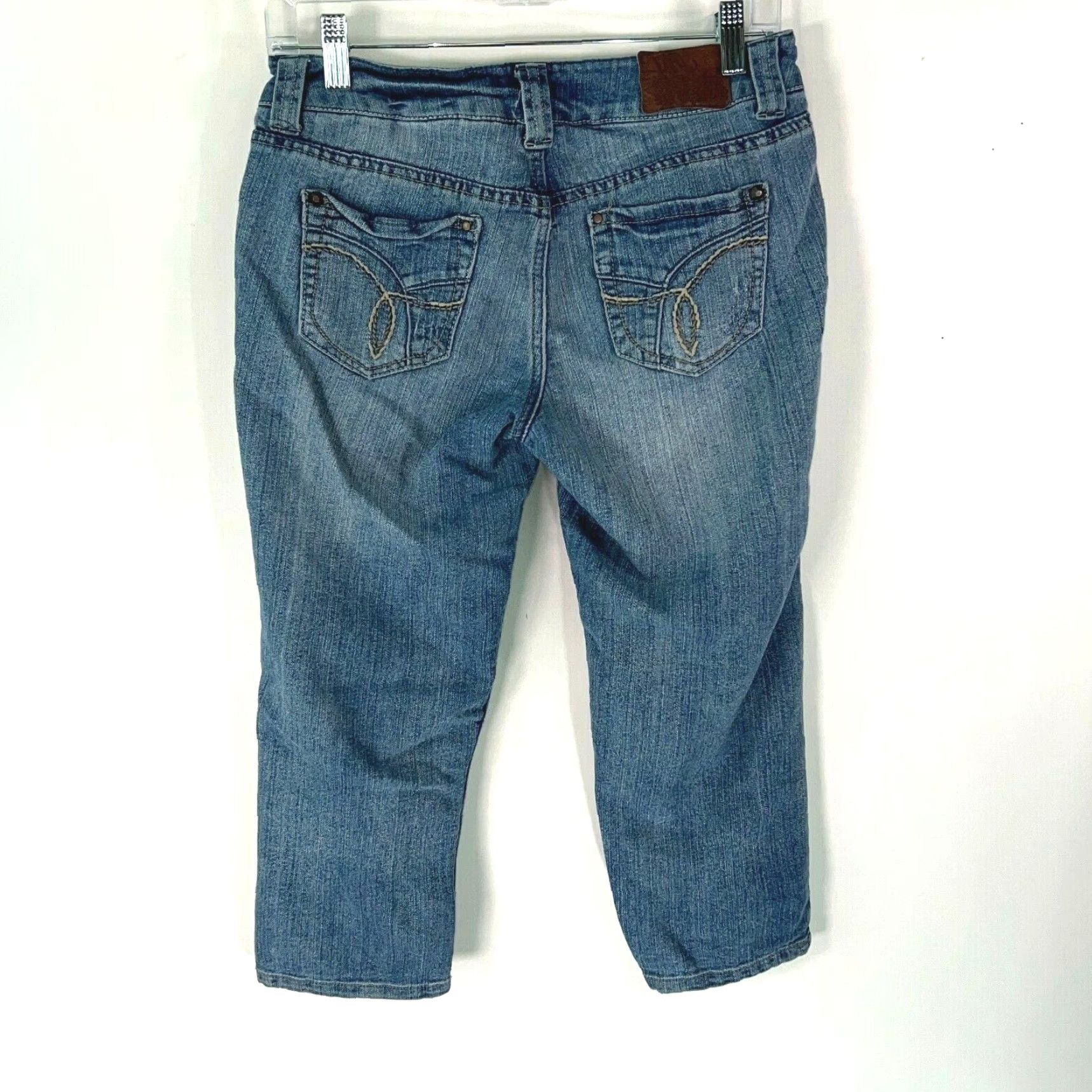 Vintage Paris Blues Womens Jeans Cropped Blue Distressed Stretch 7 Size 28" / US 6 / IT 42 - 2 Thumbnail