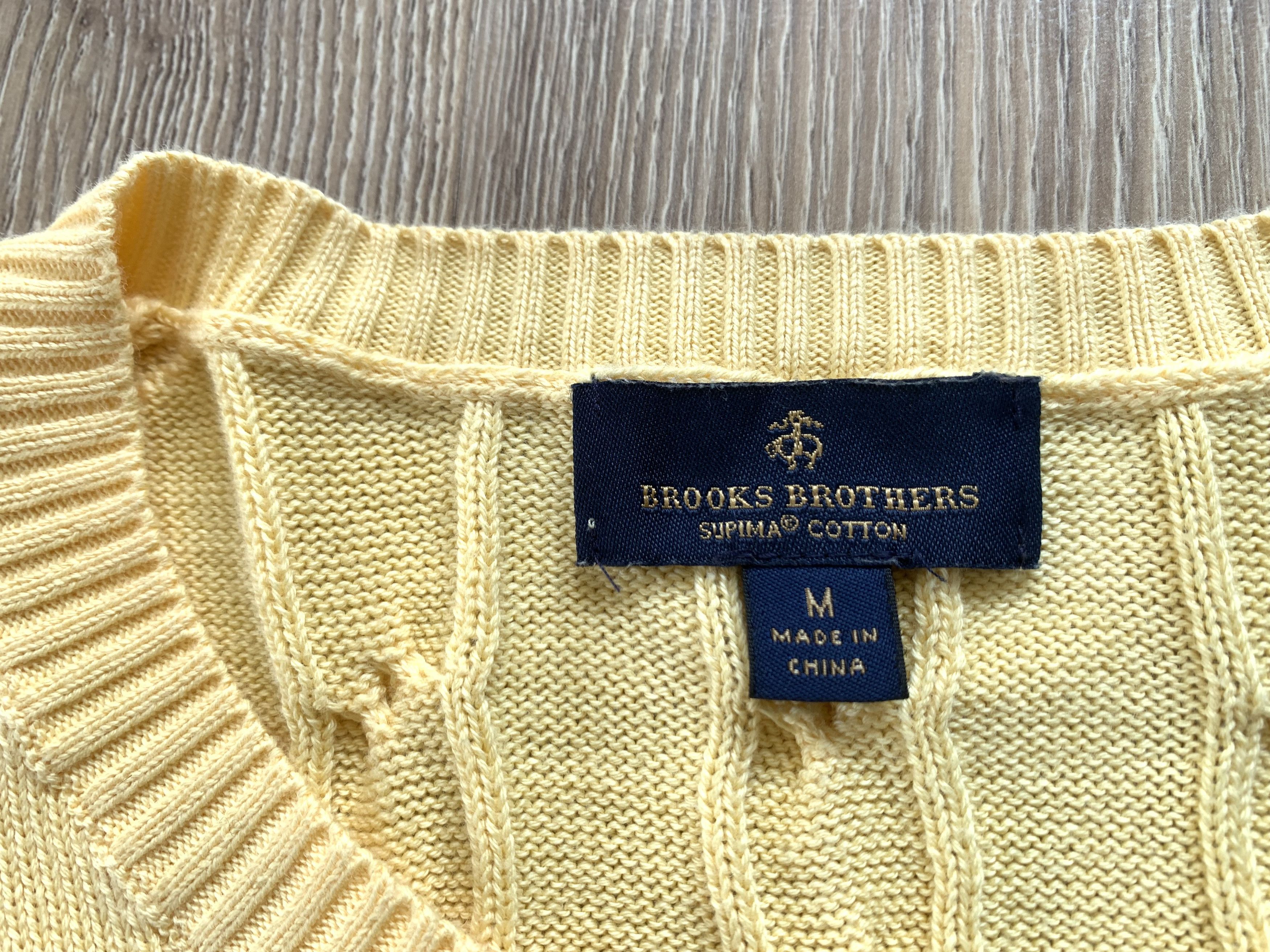 Brooks Brothers Brooks Brothers Cable-Knit Crew Neck Yellow Cotton Sweater Size US M / EU 48-50 / 2 - 6 Thumbnail
