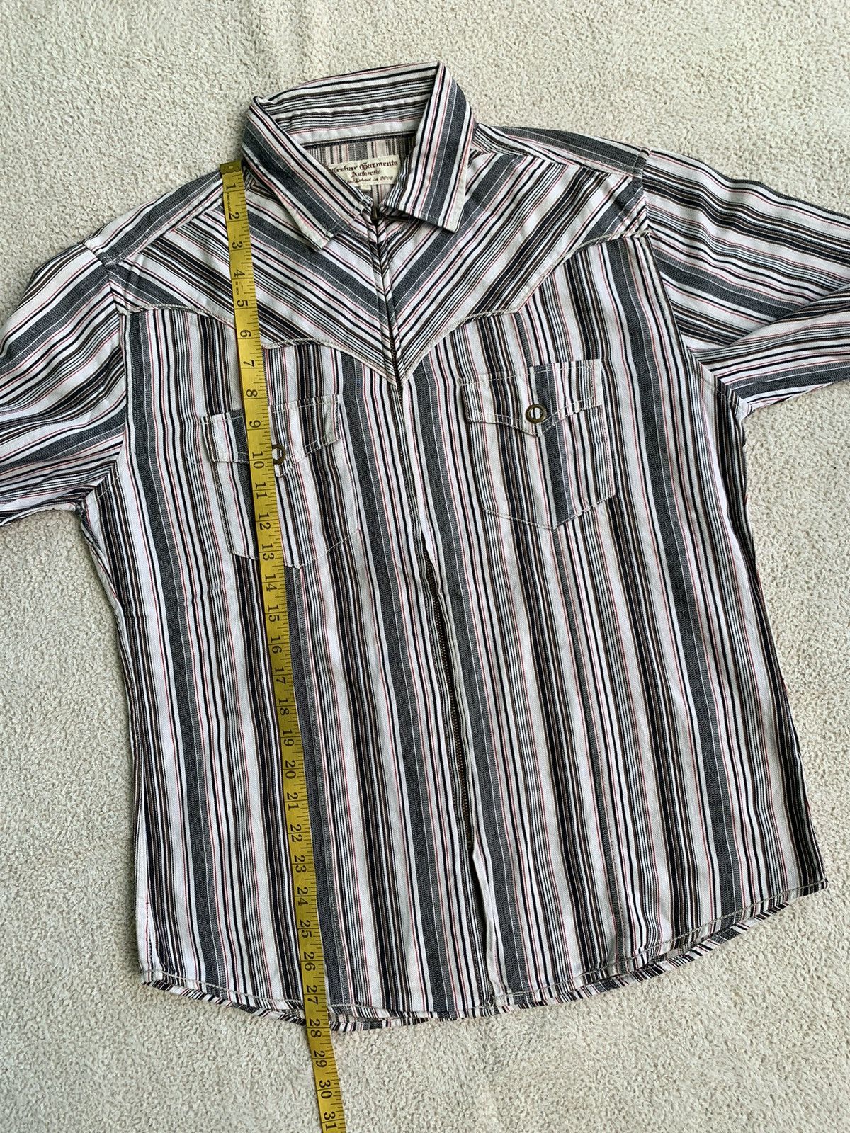 Issey Miyake × Japanese Brand × Yohji Yamamoto Crebar Garments Stripe Western Ziper Shirt Size US L / EU 52-54 / 3 - 10 Thumbnail