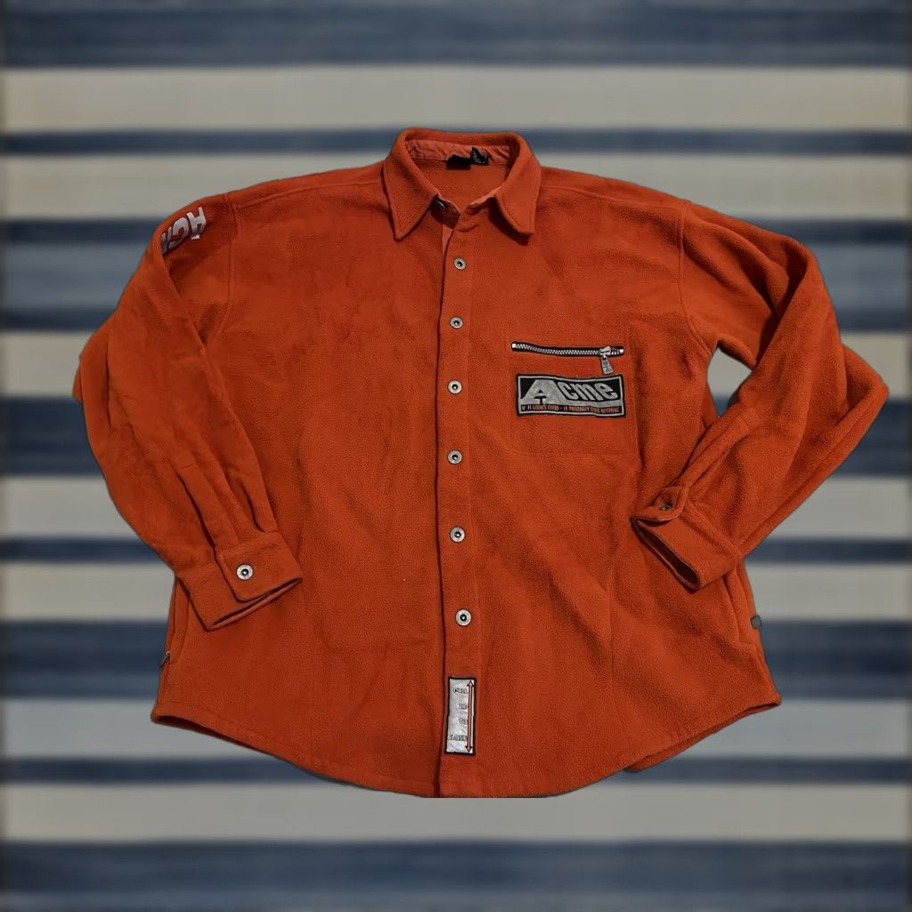 Vintage VINTAGE Warner Bros. Looney Tunes Acme Industry Fleece Jacket Shirt Large Jacket Mens Orange 1996 Size US L / EU 52-54 / 3 - 1 Thumbnail