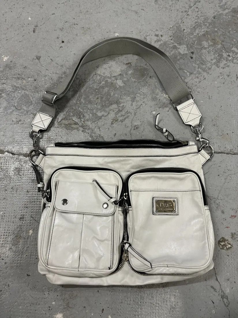 Archival Clothing x Dolce Gabbana 2000S Dolce & Gabbana White Leather Shoulder Bag, Men's