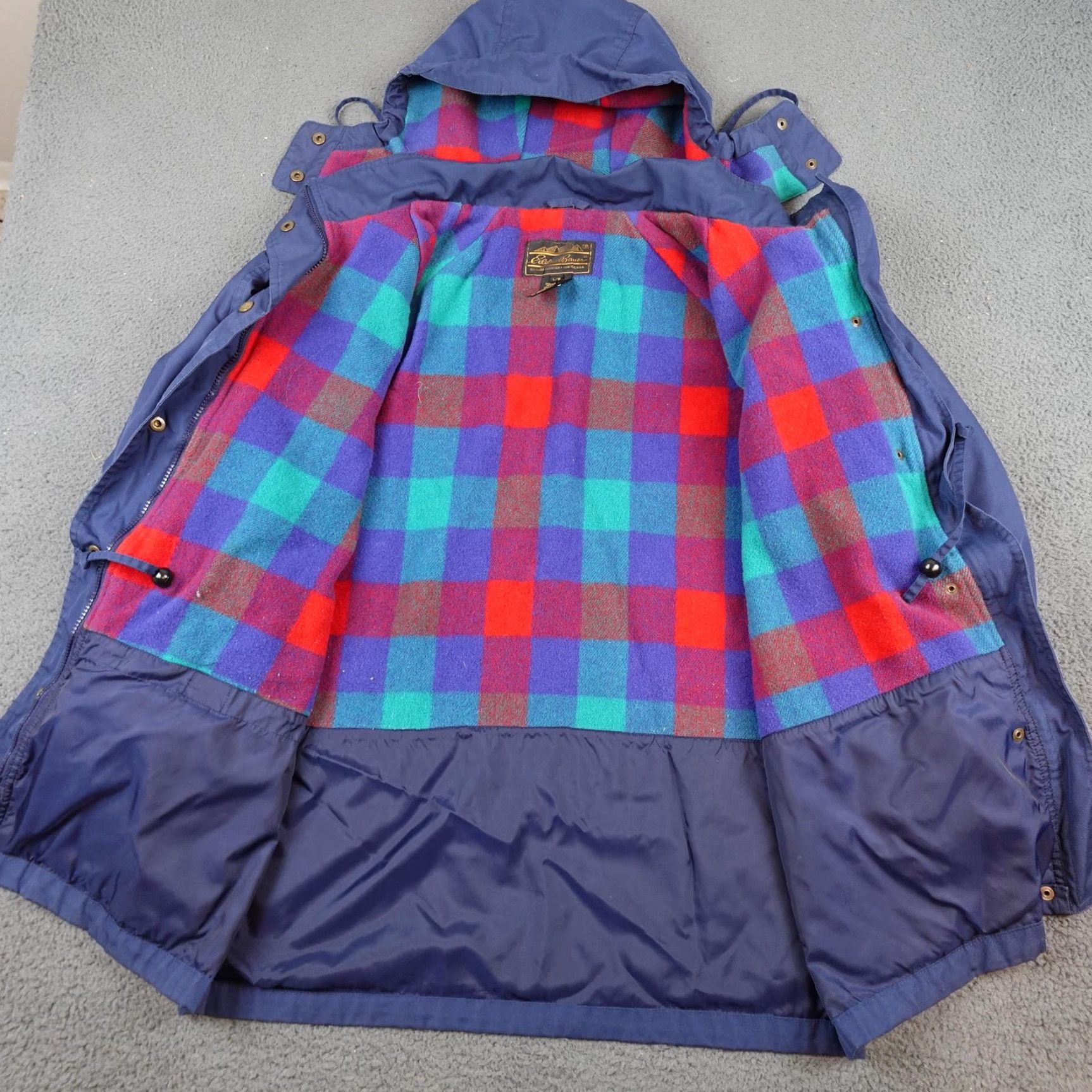 Eddie Bauer VINTAGE Eddie Bauer Jacket Mens Large Blue Hooded Wool Lined Parka Outdoor 90s Size US L / EU 52-54 / 3 - 5 Thumbnail
