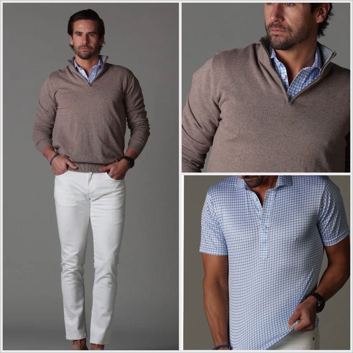 Other Collars & Co. The Original Dress Polo Sz M Relaxed Blue-Grid Size US M / EU 48-50 / 2 - 5 Thumbnail