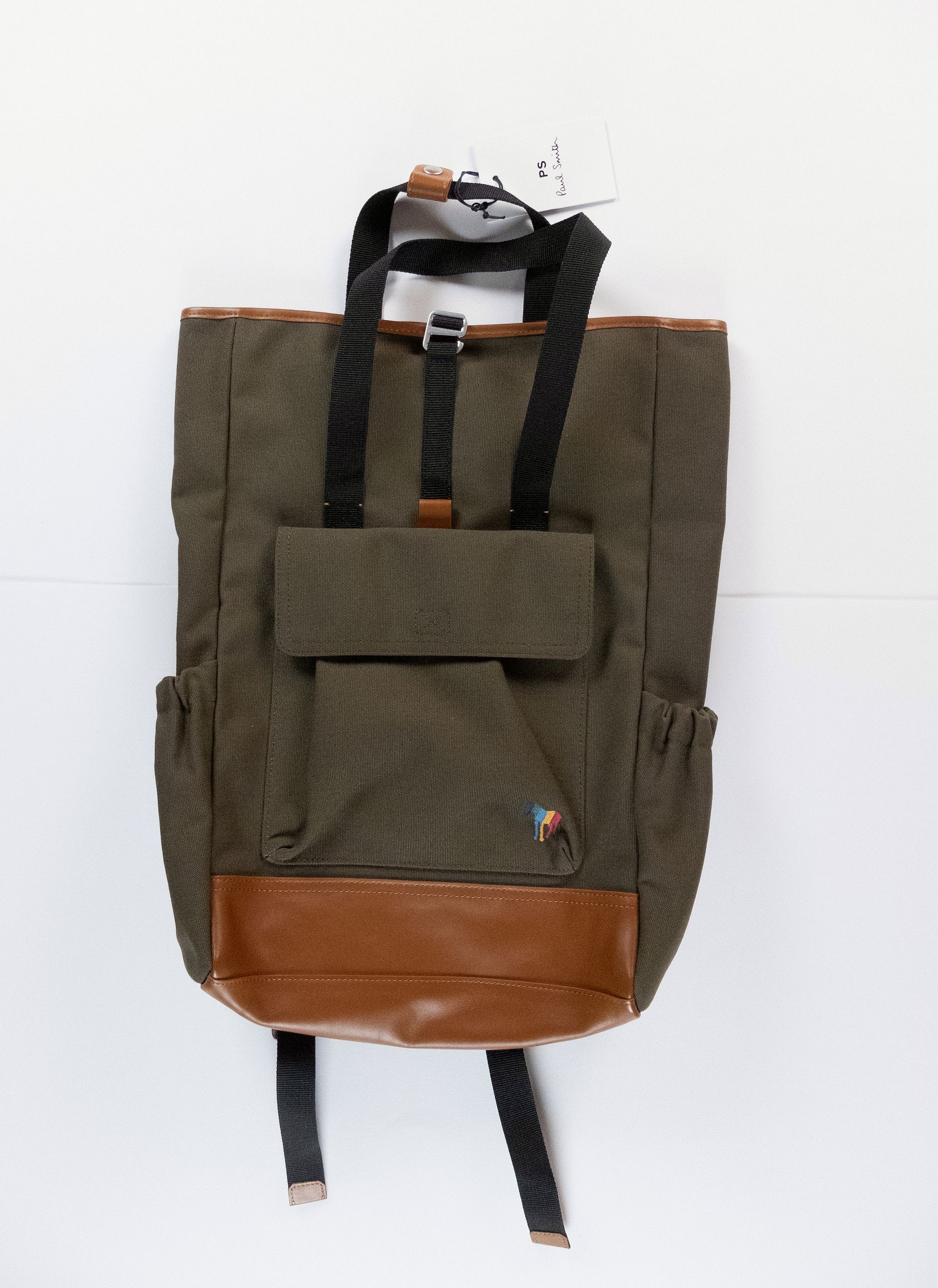 Paul Smith PS PAUL SMITH khaki green canvas leather backpack Size ONE SIZE - 3 Thumbnail