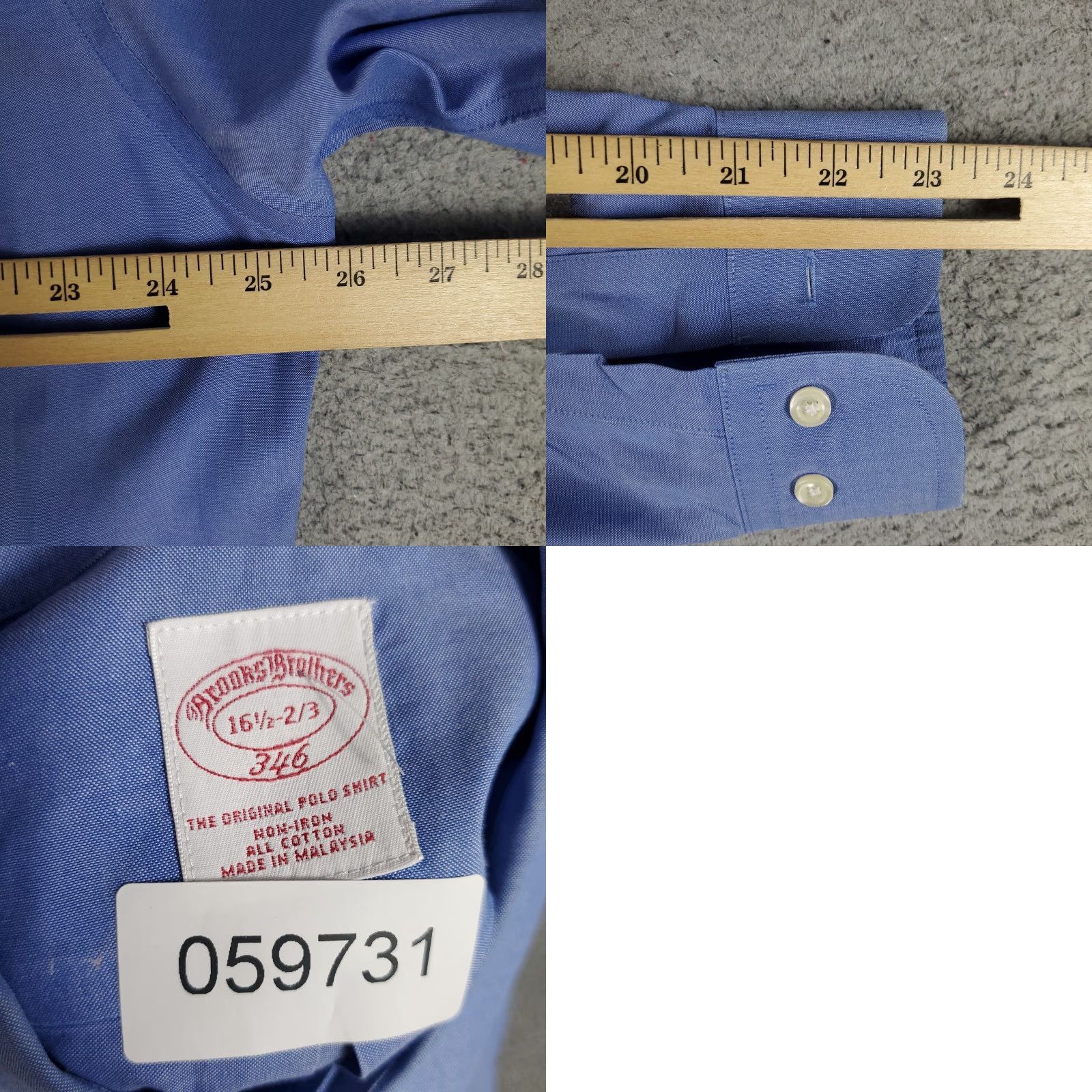 Brooks Brothers VINTAGE Brooks Brothers Shirt Mens 16.5 Blue Dress Shirt Regular Long Sleeve Non-Iron, Button-Down Collar, Classic American Style Mens Size 42R - 8 Thumbnail