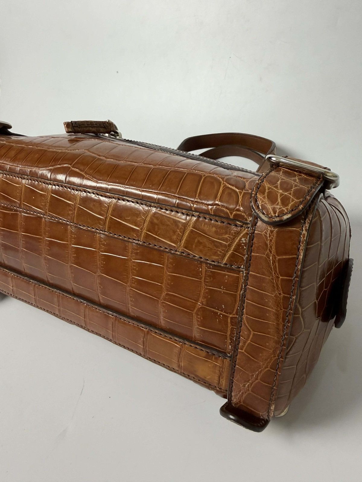 Prada Prada Brown Crocodile Bauletto Bag Size ONE SIZE - 8 Thumbnail