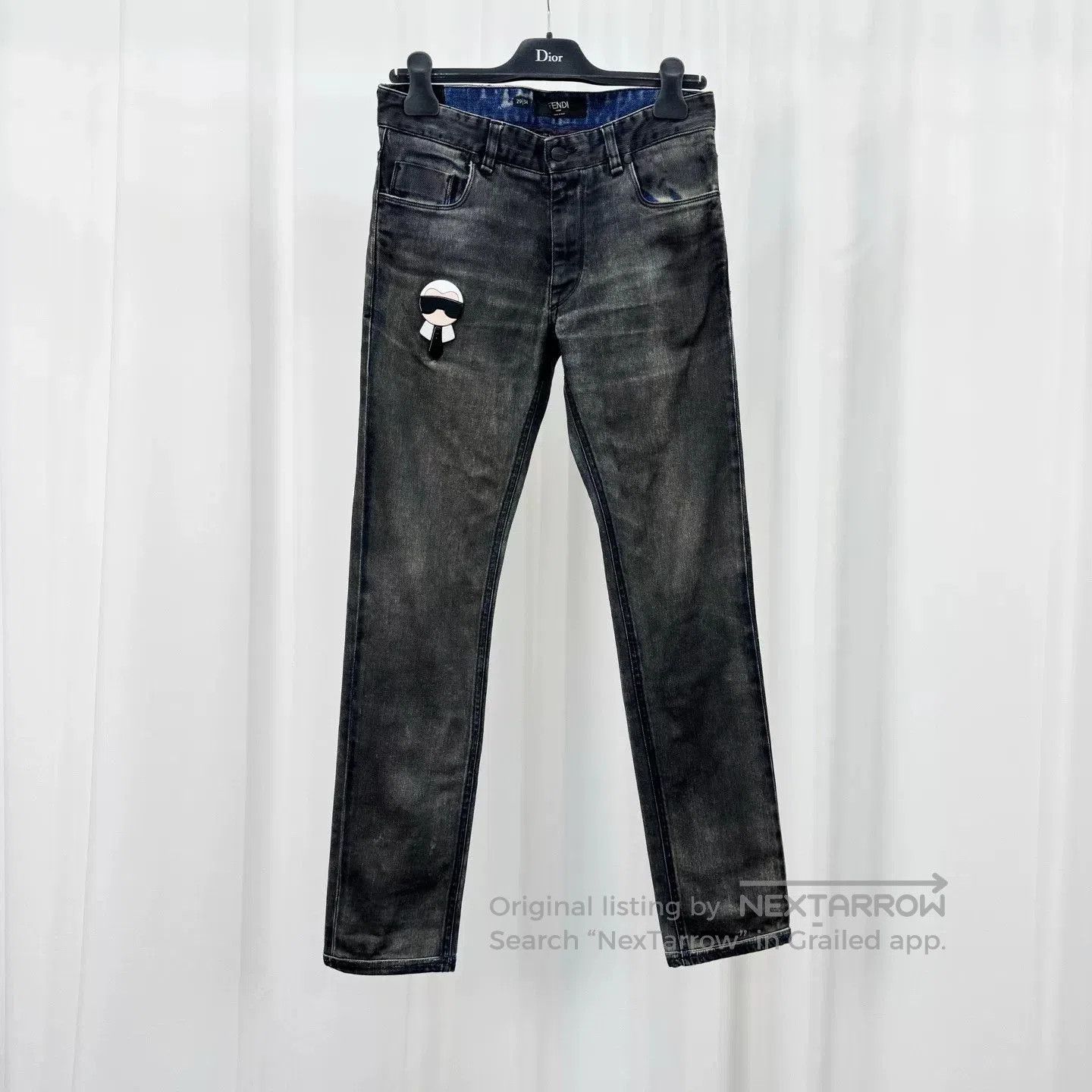 Fendi fendi washed denim jeans with logo patch. Size US 29 - 1 Thumbnail