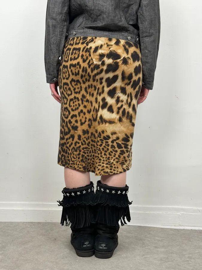 Roberto Cavalli AW2003 Roberto Cavalli Leopard Wool Skirt Size 28" / US 6 / IT 42 - 2 Thumbnail