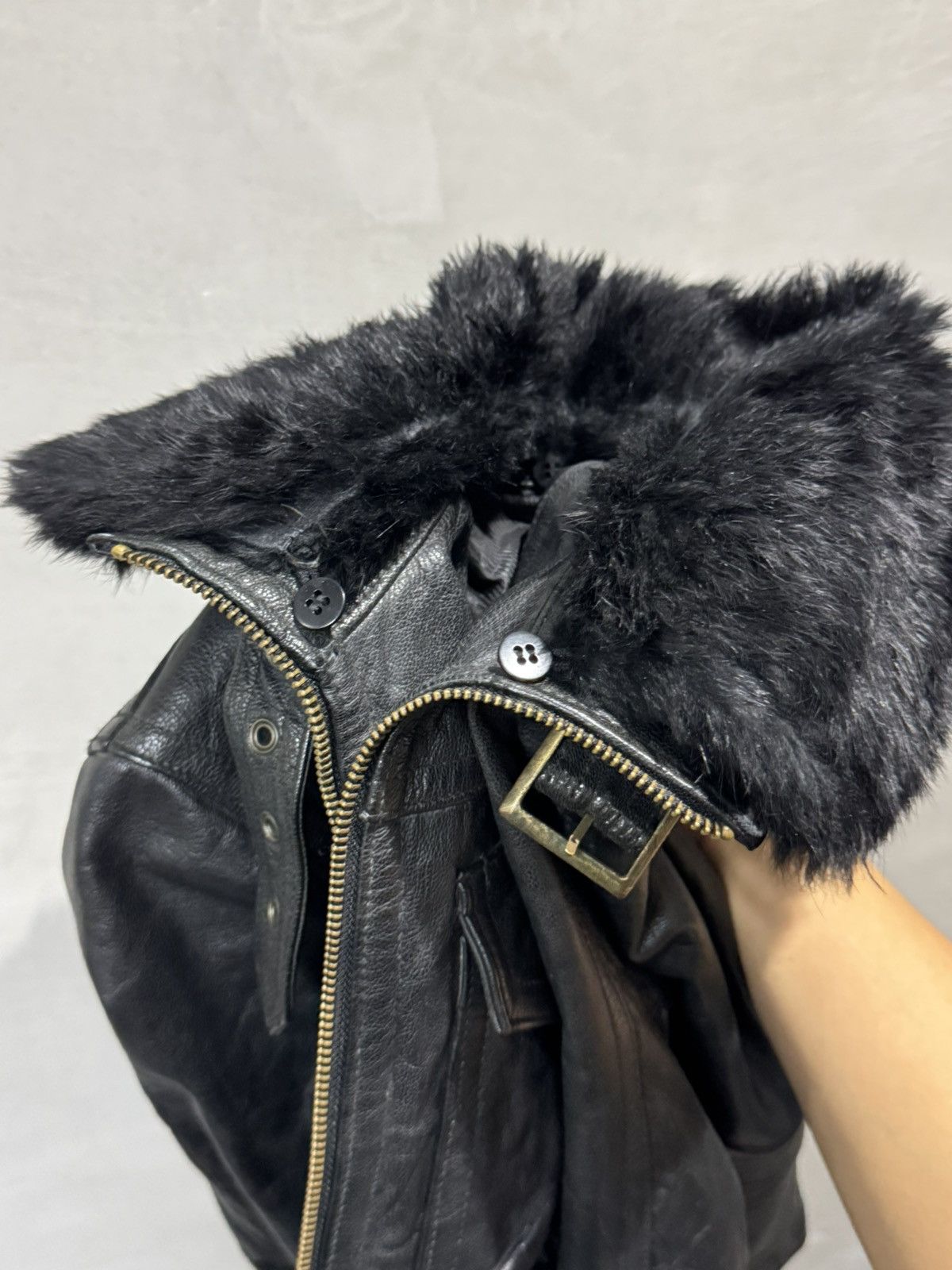 Tornado Mart Rare Tornado Mart Japan Fur Buckled Leather Jacket Size US M / EU 48-50 / 2 - 11 Thumbnail