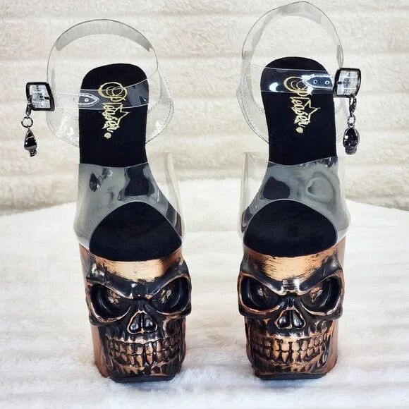 Other Rapture Brushed Metallic Copper Skull & Bones 8" High Heel P Size US 10 / IT 40 - 7 Thumbnail