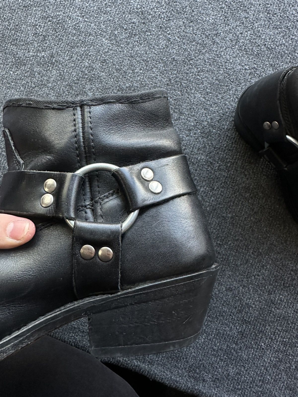 Leather WESTERN 🚨 LEATHER ANKLE METAL COWBOY BLACK BOOTS Size US 6.5 / EU 39-40 - 8 Thumbnail