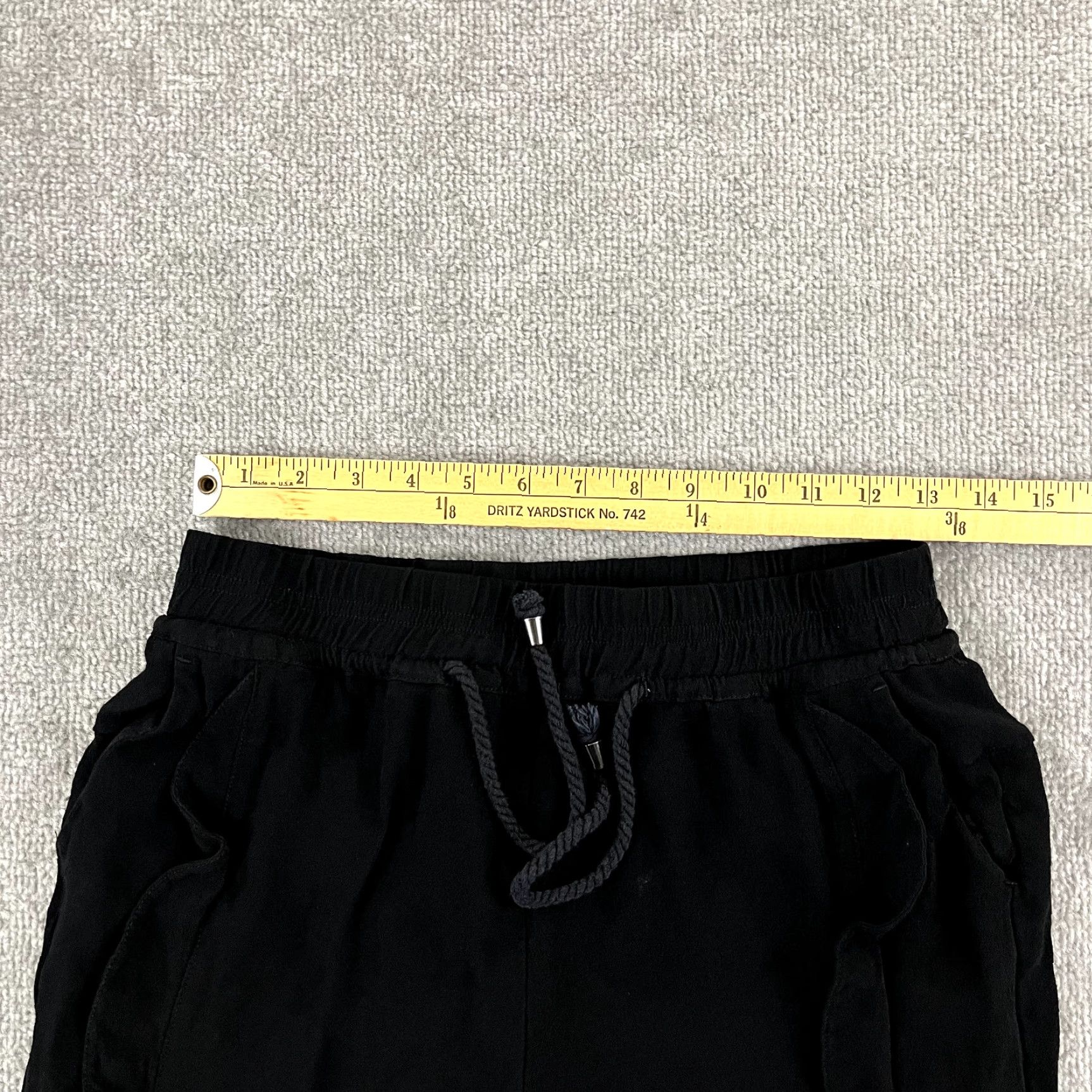 Anthropologie ANTHROPOLOGIE Pants Womens XS Black Crop Tapered Joggers Hippie Ruffled Size 26" / US 2 / IT 38 - 3 Thumbnail