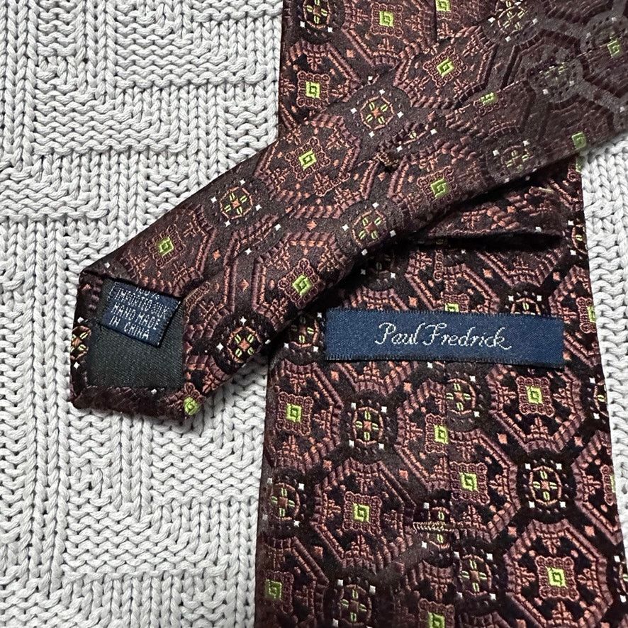 Paul Fredrick Paul Fredrick brown geometric print silk tie Size ONE SIZE - 3 Thumbnail