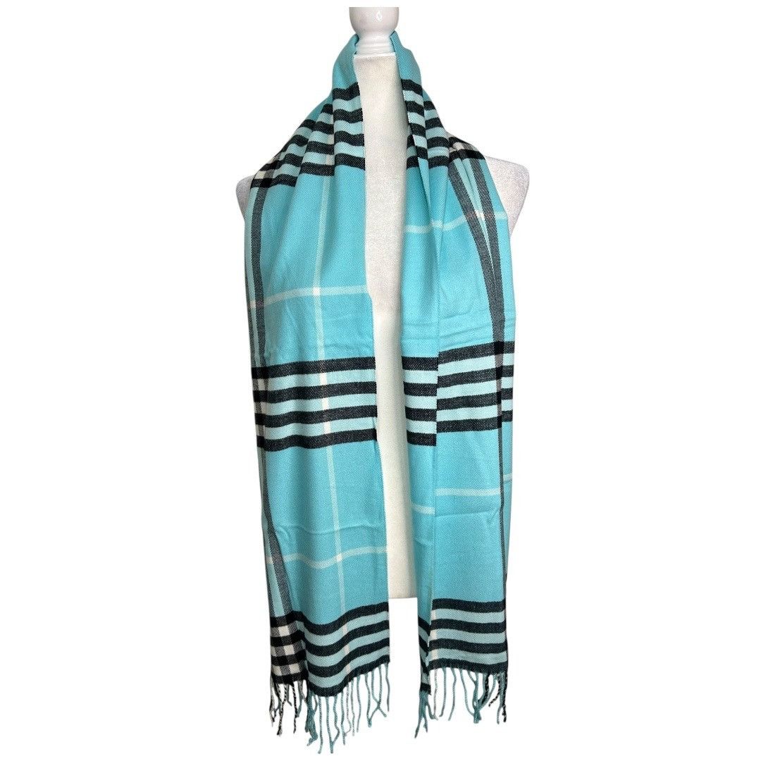 Other Set of 2- Italy Design Scarf Blue / Pink Cashmere Feel Plaid Size ONE SIZE - 3 Thumbnail