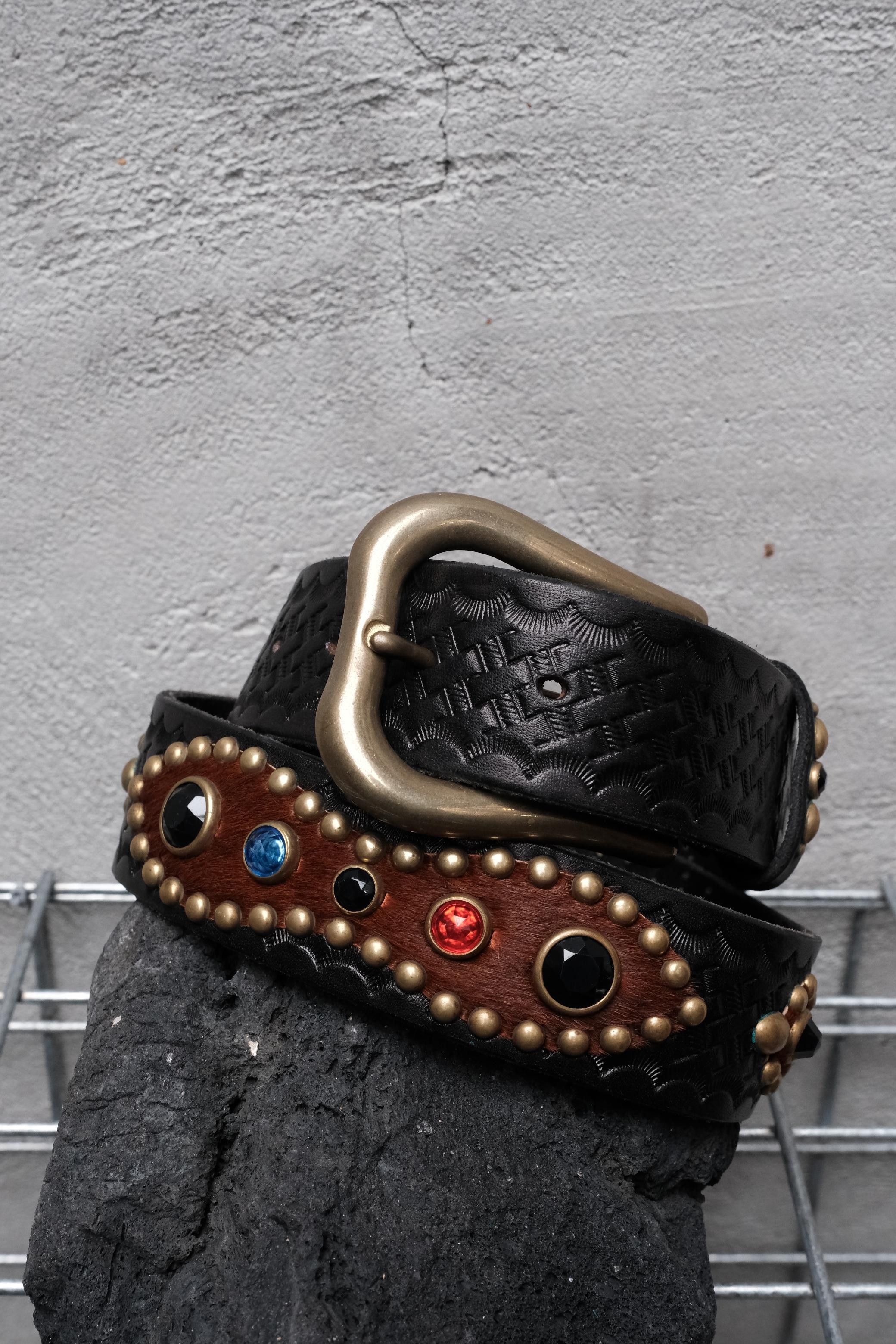 Other CALEE Western Brass & Jewel Studded Leather Belt Size ONE SIZE - 1 Thumbnail