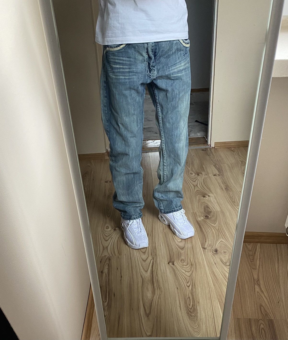 Affliction × True Religion × Vintage Project Mayhem vintage look washed denim straight pants Size US 36 / EU 52 - 4 Thumbnail