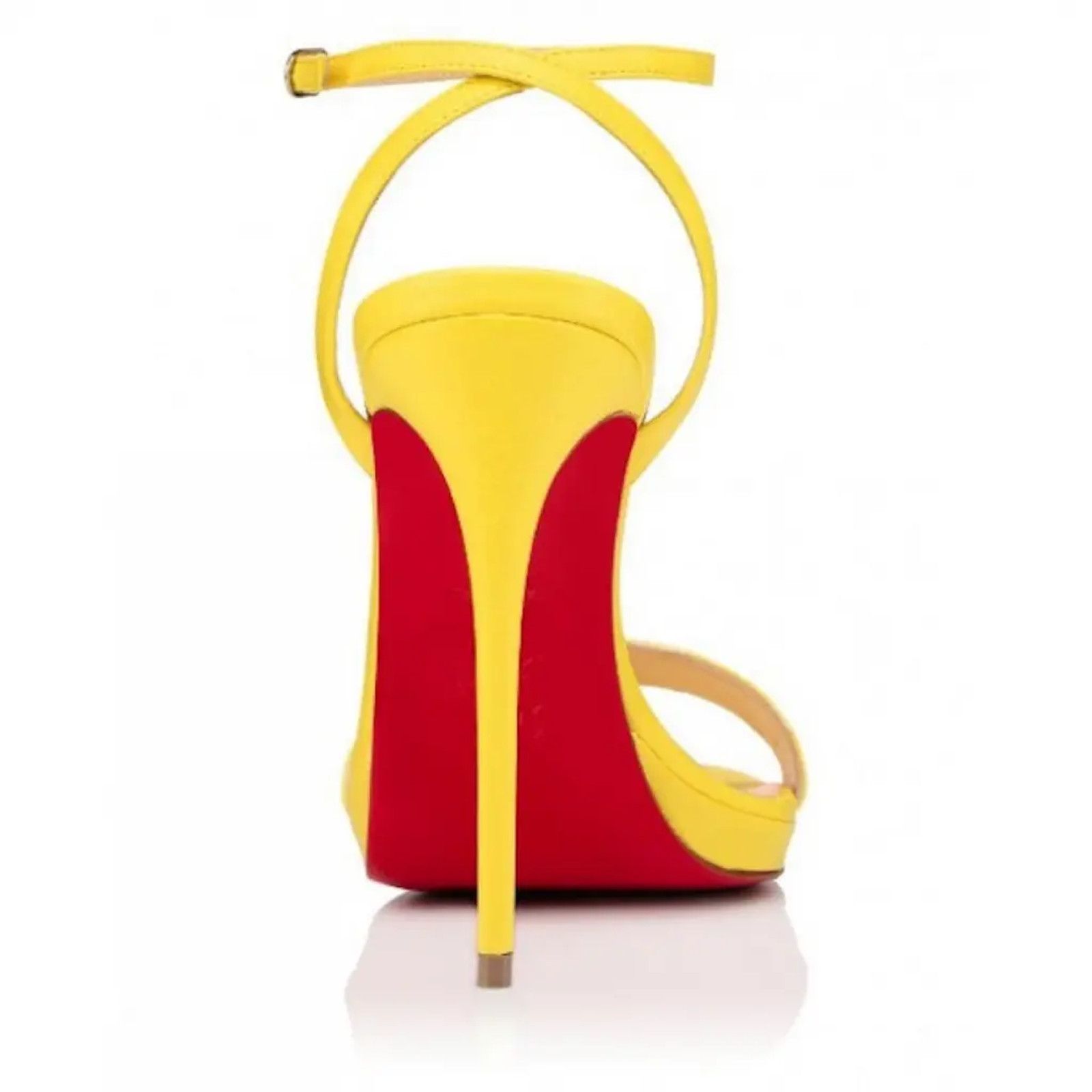 Christian Louboutin Loubi Queen 120 Yellow Nappa Ankle Strap Sandal Heel Pump 35 Size US 5 / IT 35 - 9 Thumbnail