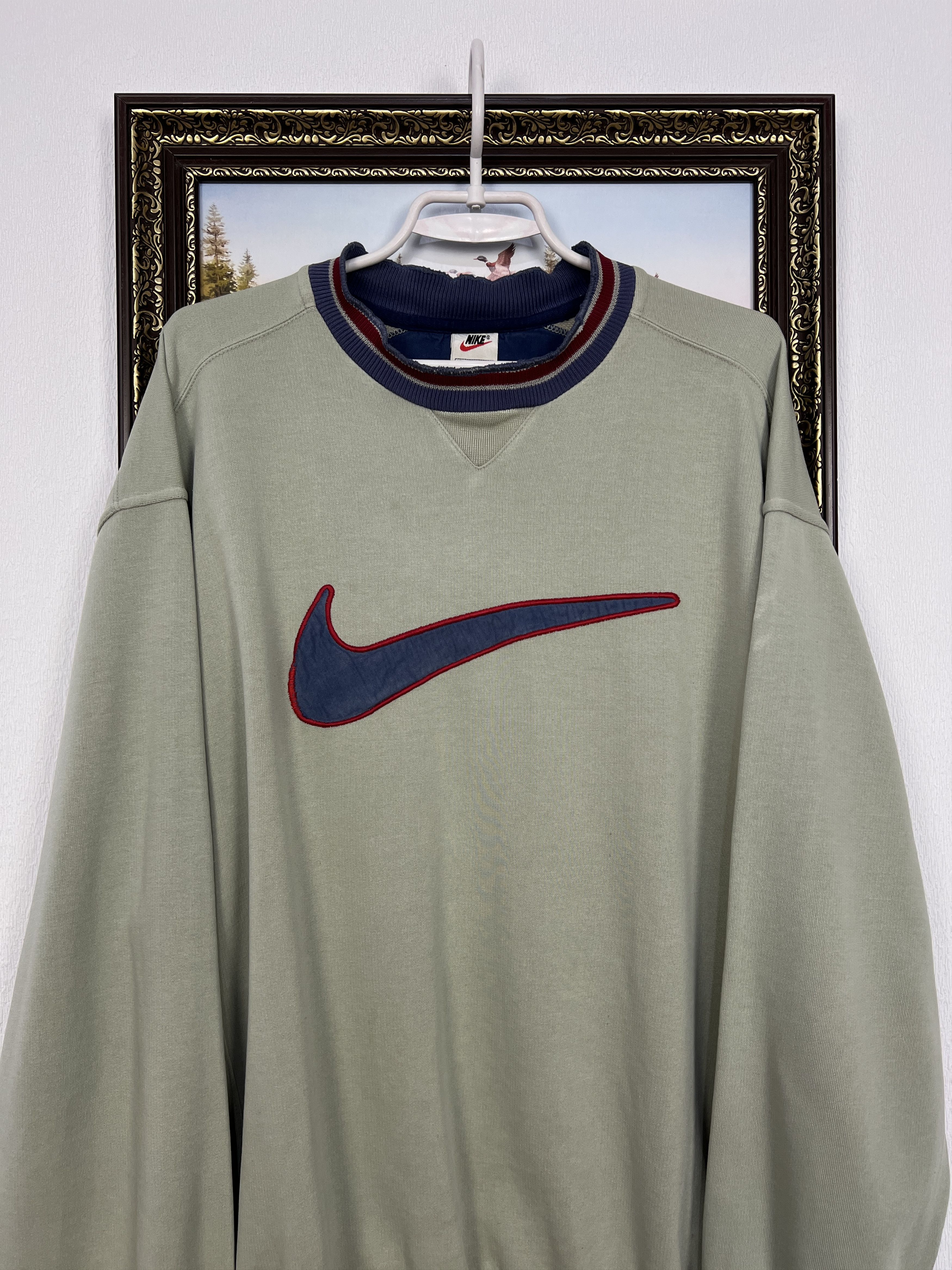 Nike Vintage 90's Nike Sweatshirt Big Swoosh Logo Center Mens Size US L / EU 52-54 / 3 - 2 Thumbnail