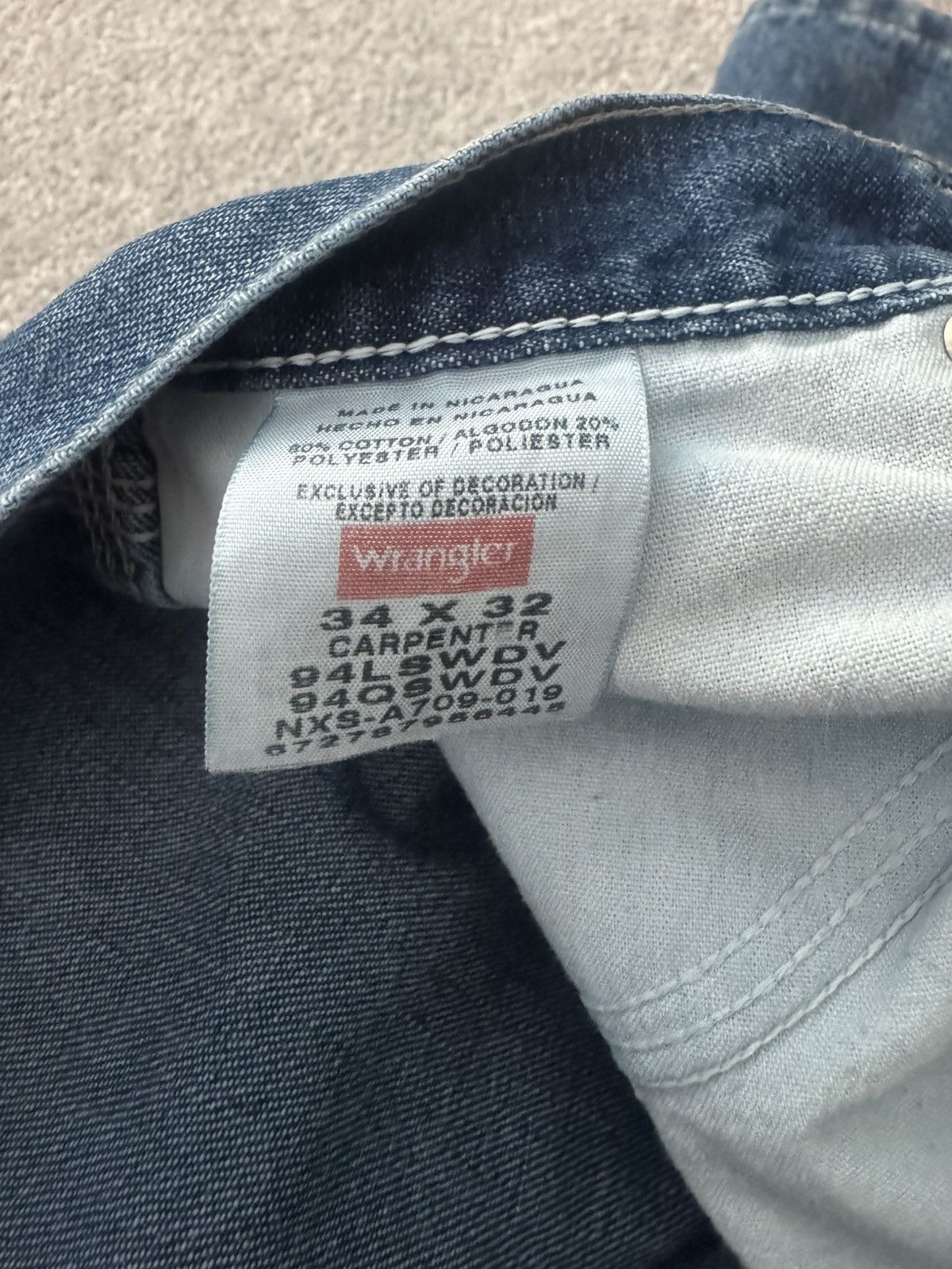Wrangler Vintage Carpenter Jeans Size US 34 / EU 50 - 3 Thumbnail