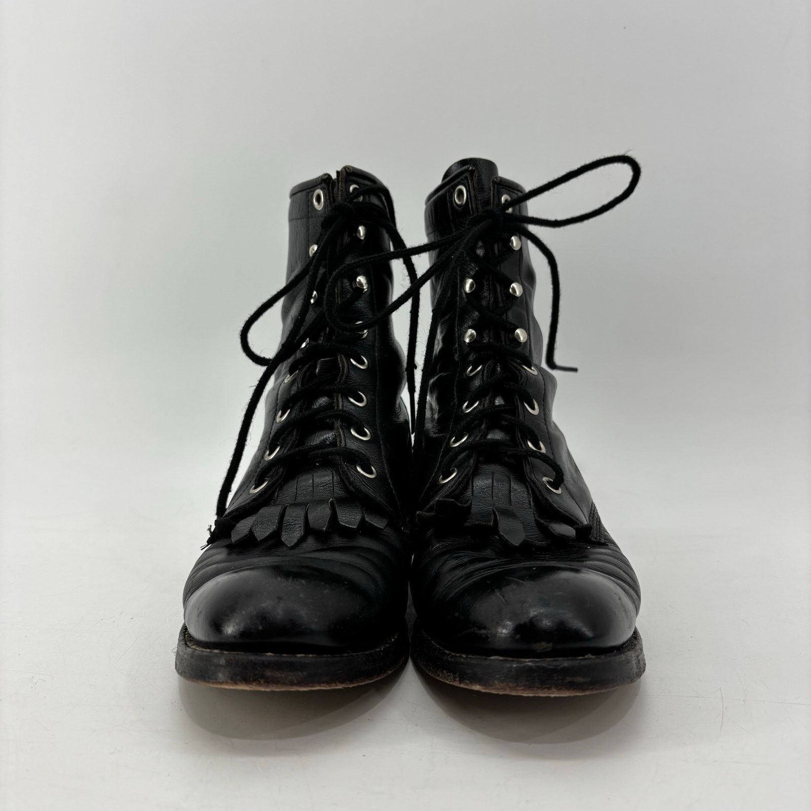 Justin Boots Justin Womens Size 5.5 Boots USA Black Leather Western Roper Size US 5.5 / IT 35.5 - 9 Thumbnail