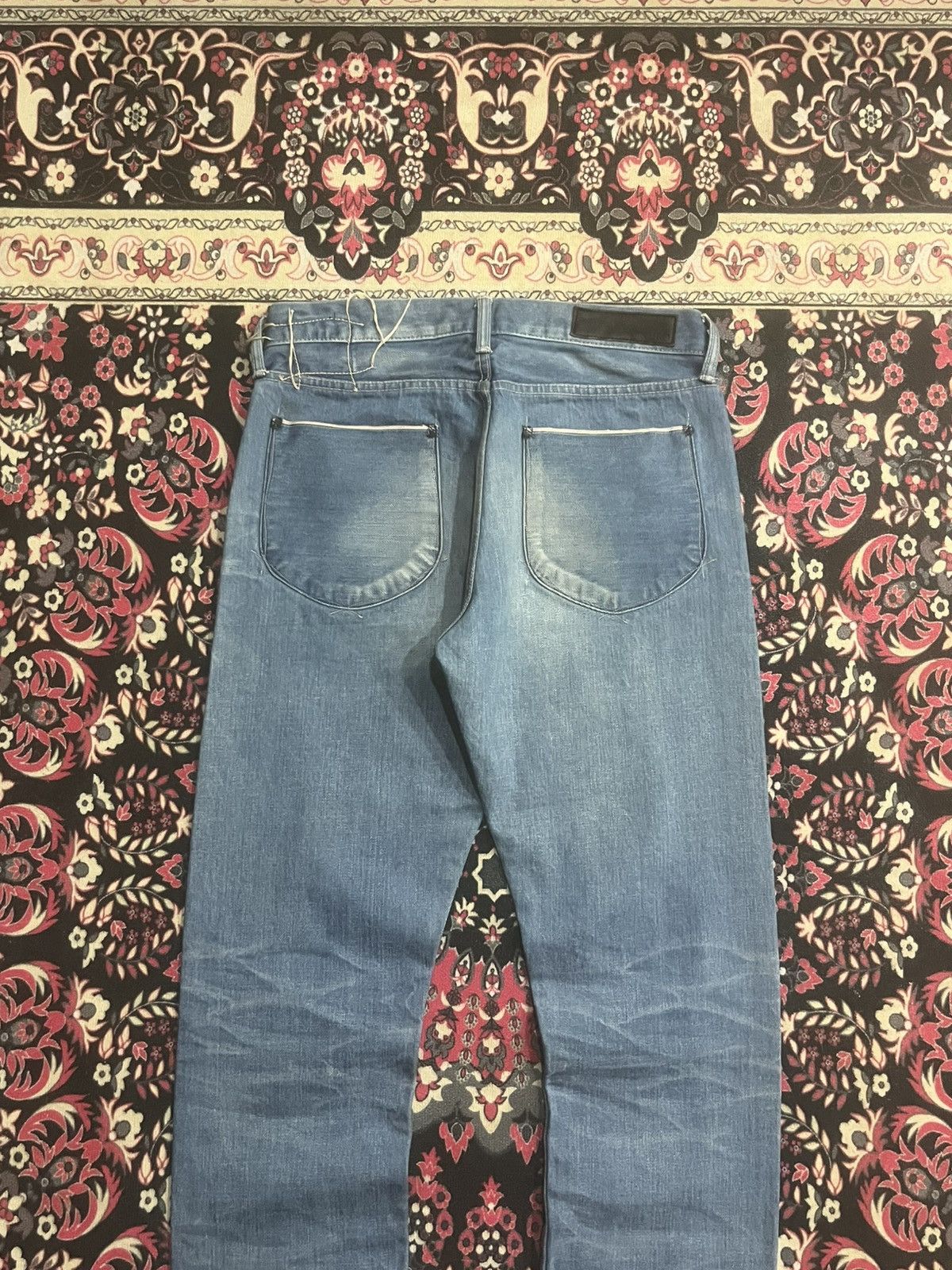 KURO Kuro “Dempsey” Classic Blue Whisker Washed Selvedge Jeans Size US 30 / EU 46 - 8 Thumbnail