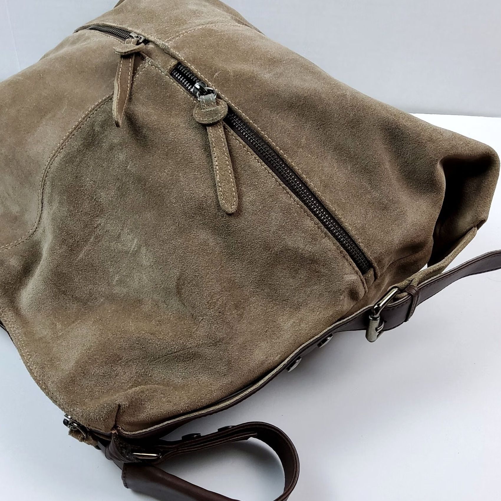 Donald Pliner Donald J Pliner Suede Leather Hobo Bag Purse Women Brown Leather Lining 18x15x5 Size ONE SIZE - 7 Thumbnail