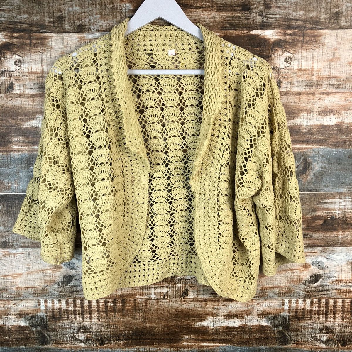 Japanese Brand Japanese Brand crochet Yellow Cardigan Knitwear #A1476 Size M / US 6-8 / IT 42-44 - 3 Thumbnail