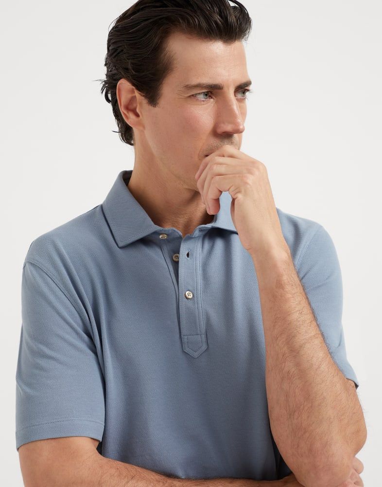 Brunello Cucinelli o1w1db10825 Polo T-Shirt in Blue Size US XL / EU 56 / 4 - 2 Thumbnail