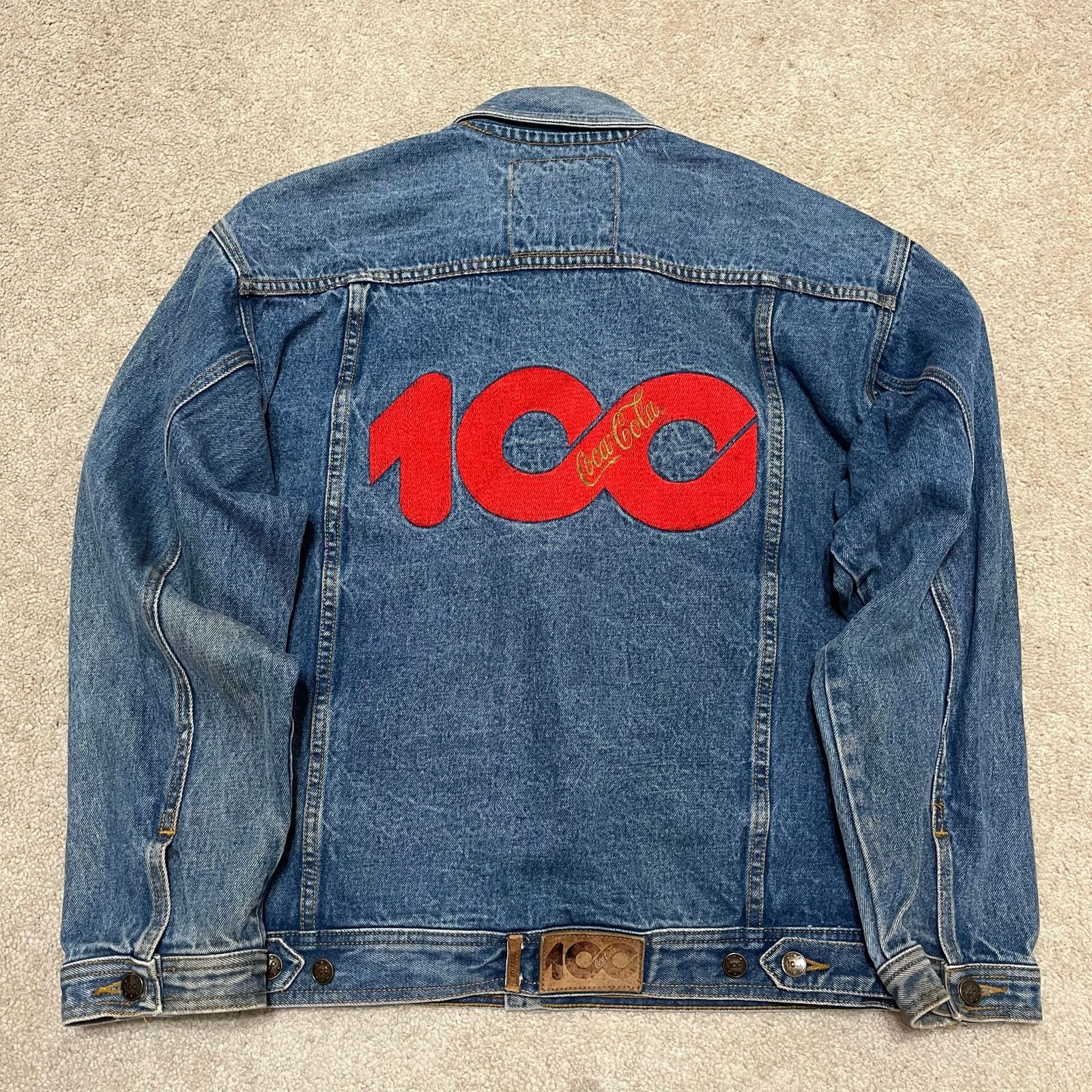 Coca Cola Vintage 90s Coca-Cola 100th Anniversary Denim Trucker Jacket Size US L / EU 52-54 / 3 - 2 Thumbnail