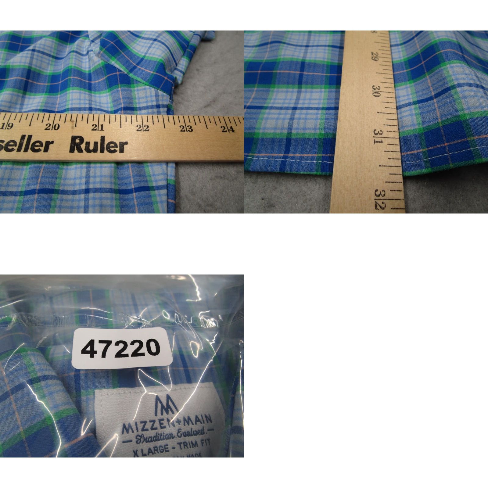 Mizzen+Main Mizzen+Main Button-Up Shirt Mens XL Blue Plaid Trim Fit Performance Work Shirt - Made in USA - 100% Polyester Blend - City, Preppy, Classic - Mens Size US XL / EU 56 / 4 - 8 Thumbnail