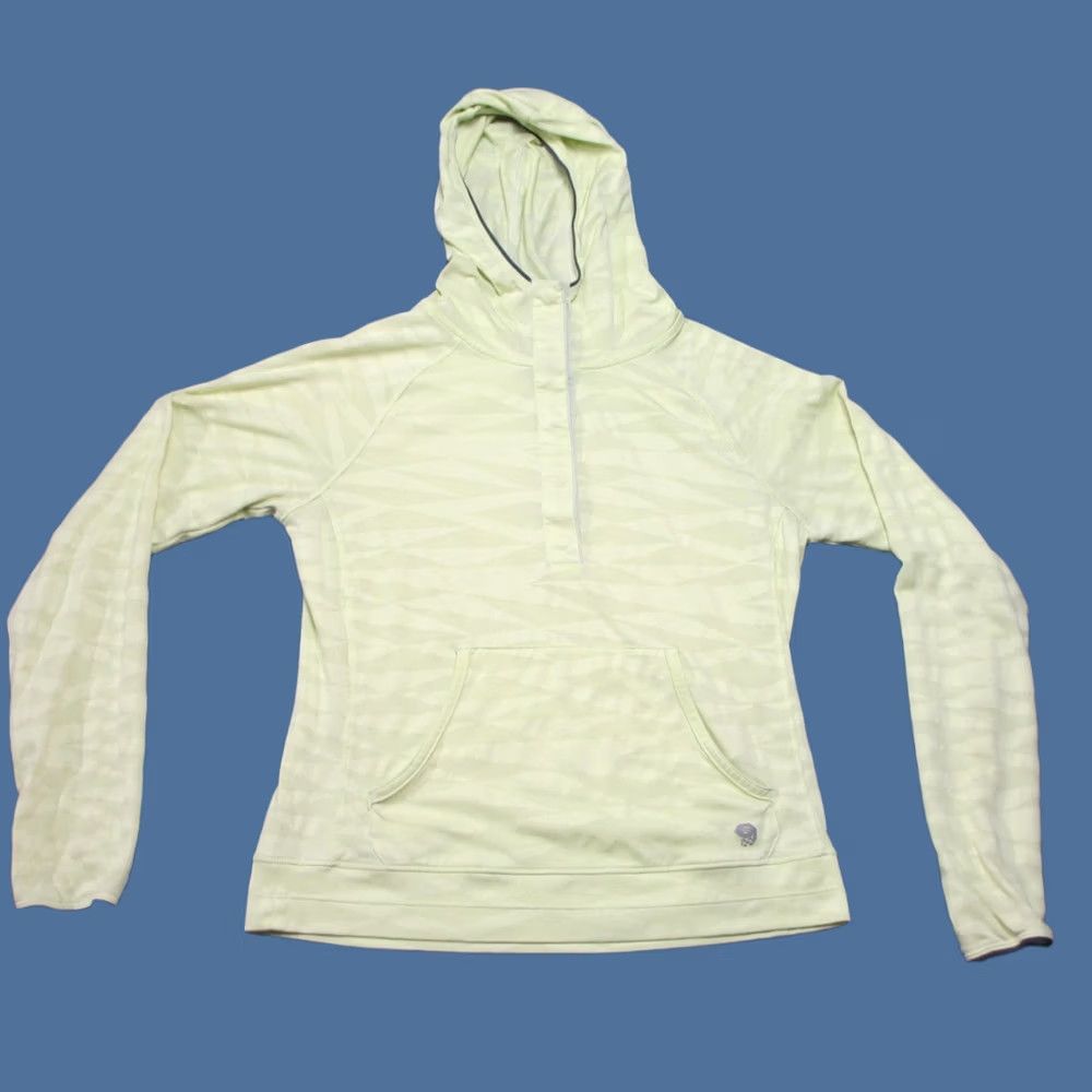 Mountain Hardwear Mountain Hardwear Hoodie Womens S Green Yellow Snap Logo Hiking Performance Size S / US 4 / IT 40 - 1 Thumbnail