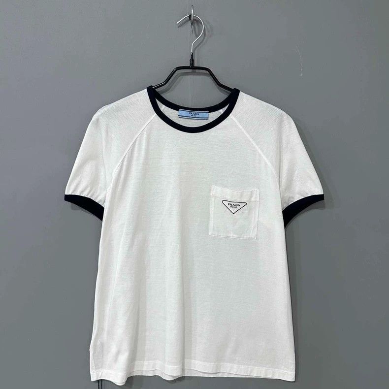 Prada Prada Triangle Logo White Short Sleeve Tee Size US M / EU 48-50 / 2 - 1 Thumbnail