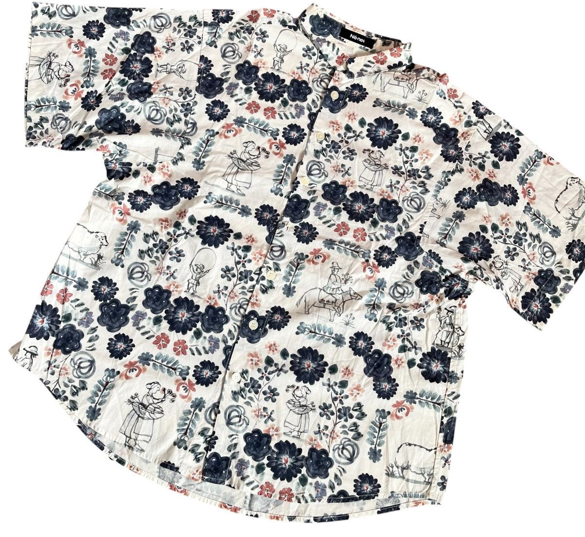 Issey Miyake Vintage ne-net floral folk print boxy shirt Size US M / EU 48-50 / 2 - 2 Thumbnail