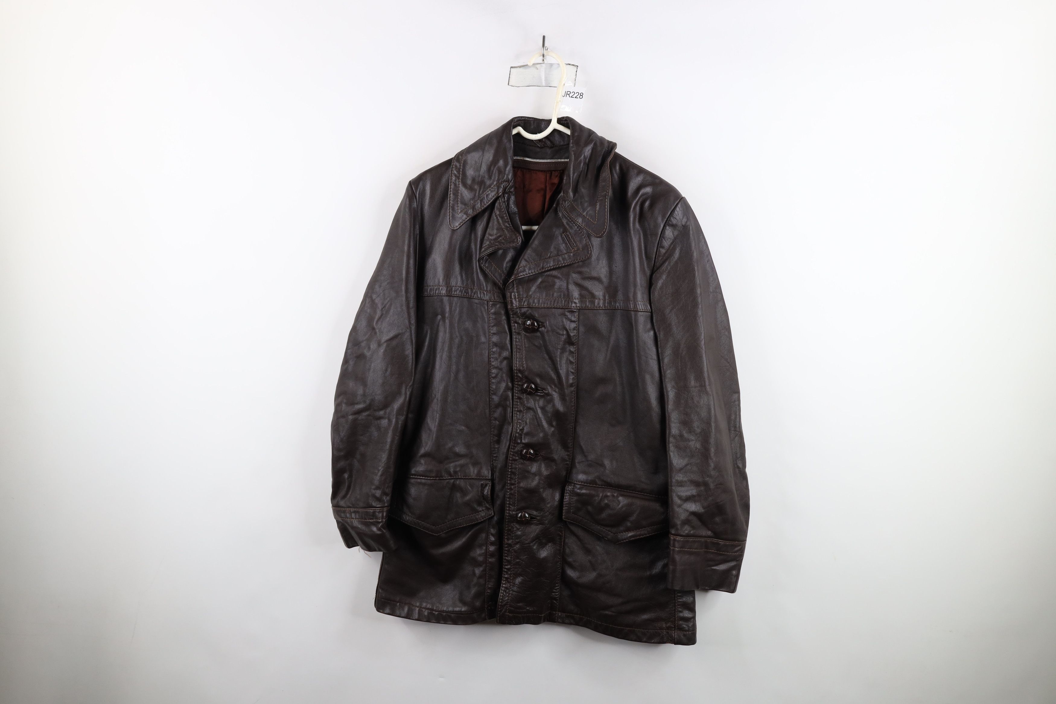 Vintage Vintage 60s 70s Streetwear Leather Full Button Jacket Size US M / EU 48-50 / 2 - 1 Thumbnail