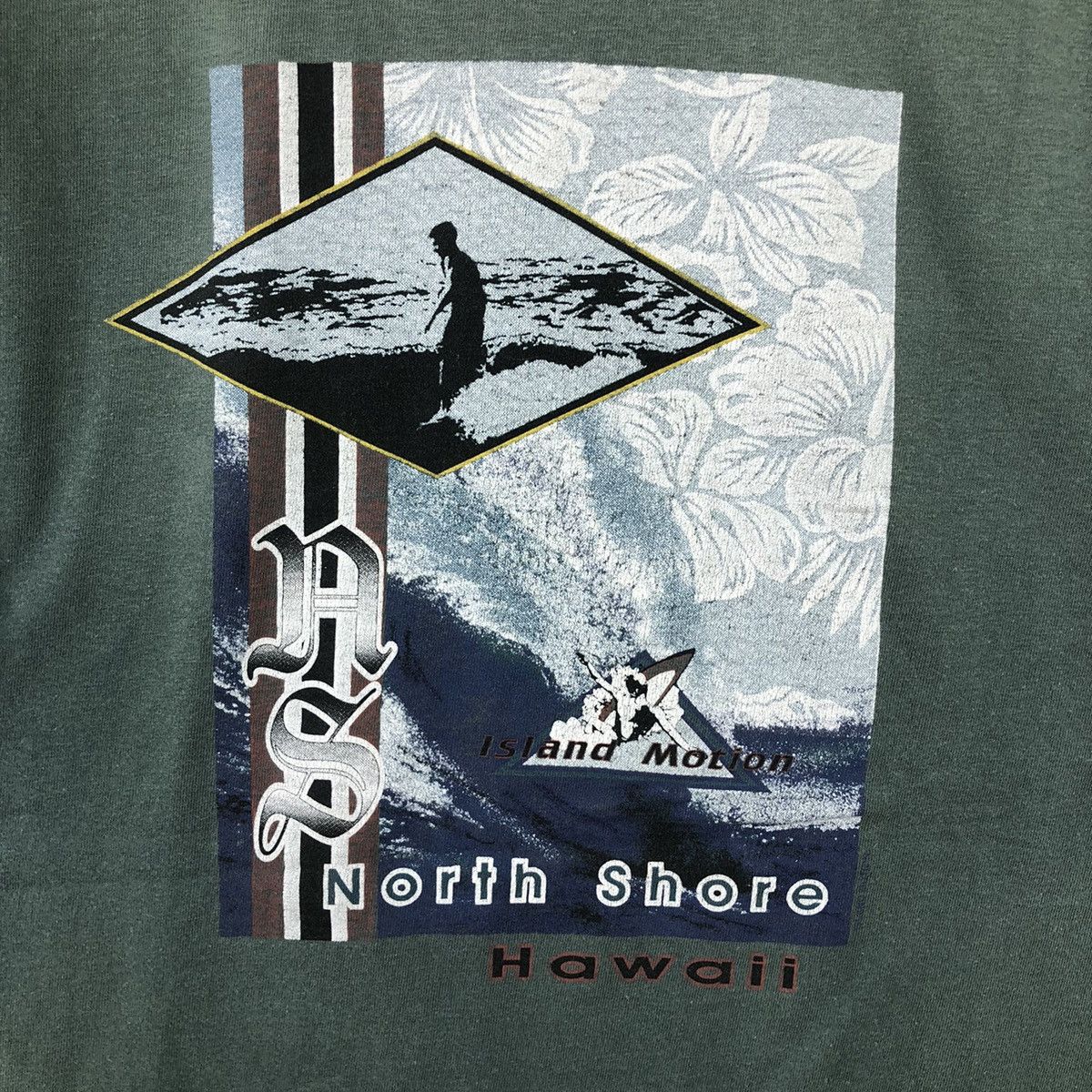 Vintage Vintage 90s NORTH SHORE Island Motion Hawaii T-Shirt Size US L / EU 52-54 / 3 - 4 Thumbnail