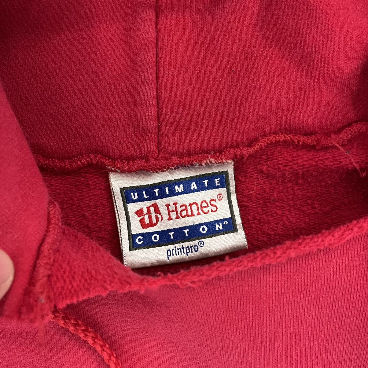 Hanes × Vintage Vintage 1990's faded thrashed n distressed Red Hanes hoodie Size US XL / EU 56 / 4 - 2 Thumbnail
