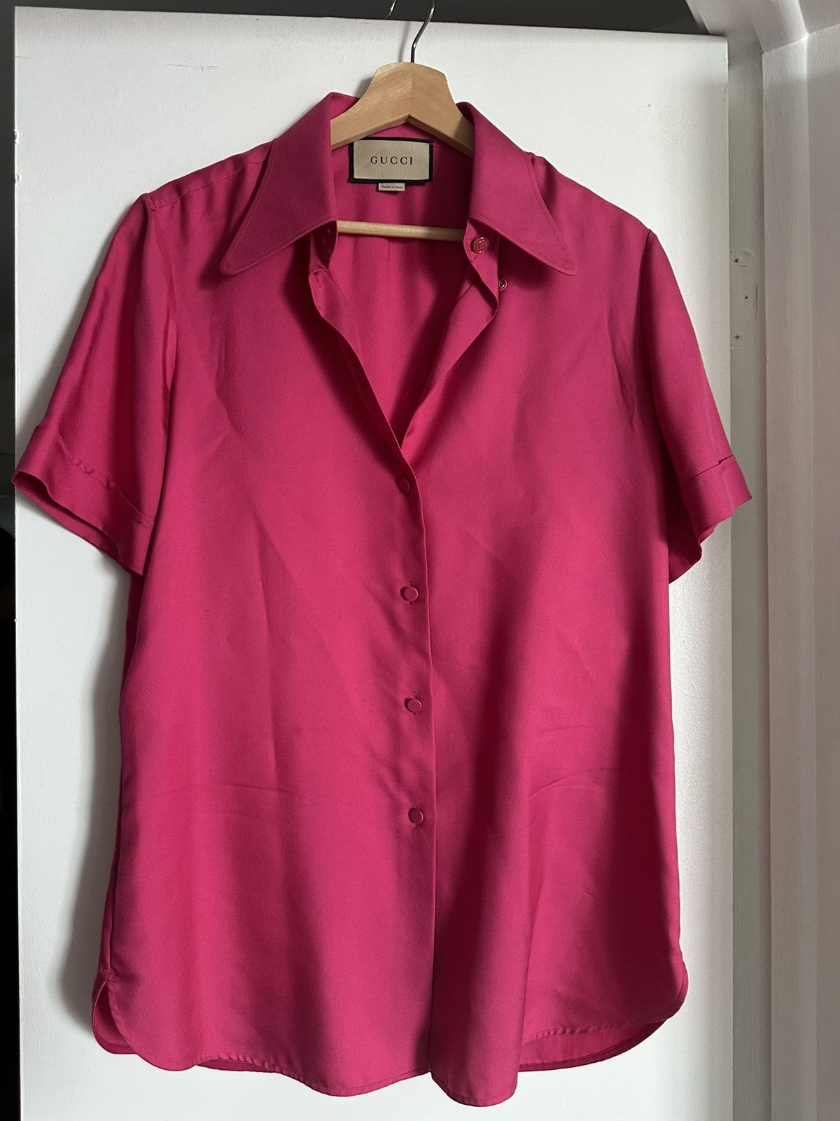 Gucci Gucci Pink Silk Button-Up Shirt Short Sleeve Size US XS / EU 42 / 0 - 2 Thumbnail