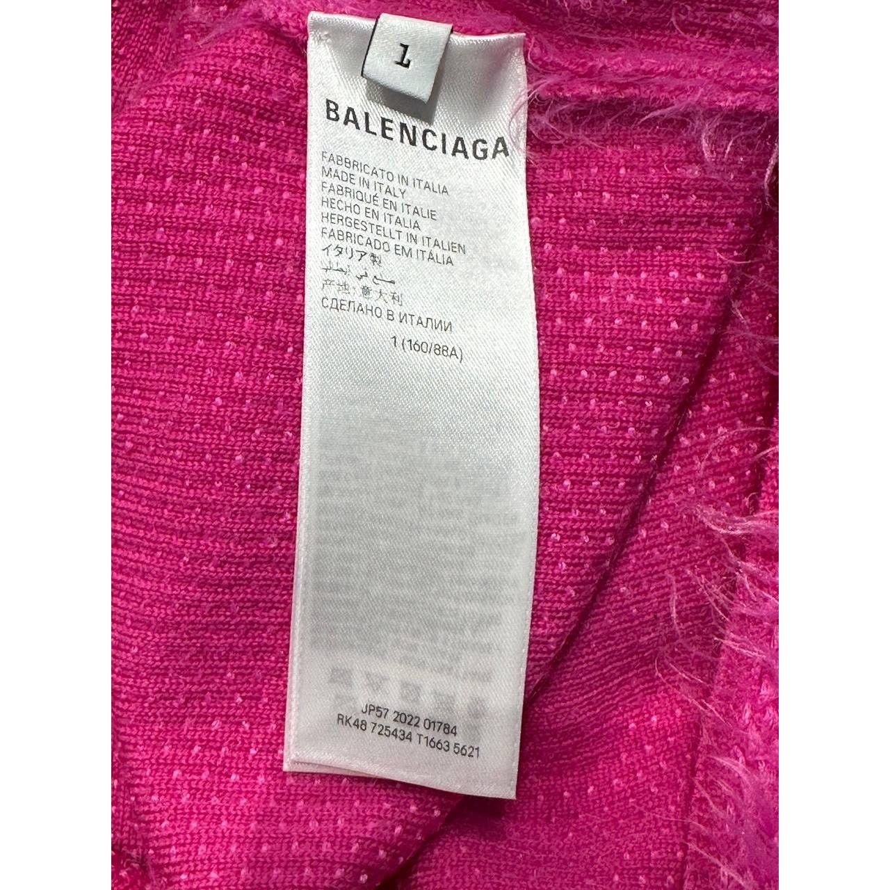 Balenciaga Balenciaga Bright Pink Knit High Collar Tunic Sweater Sz.L Size L / US 10 / IT 46 - 6 Thumbnail