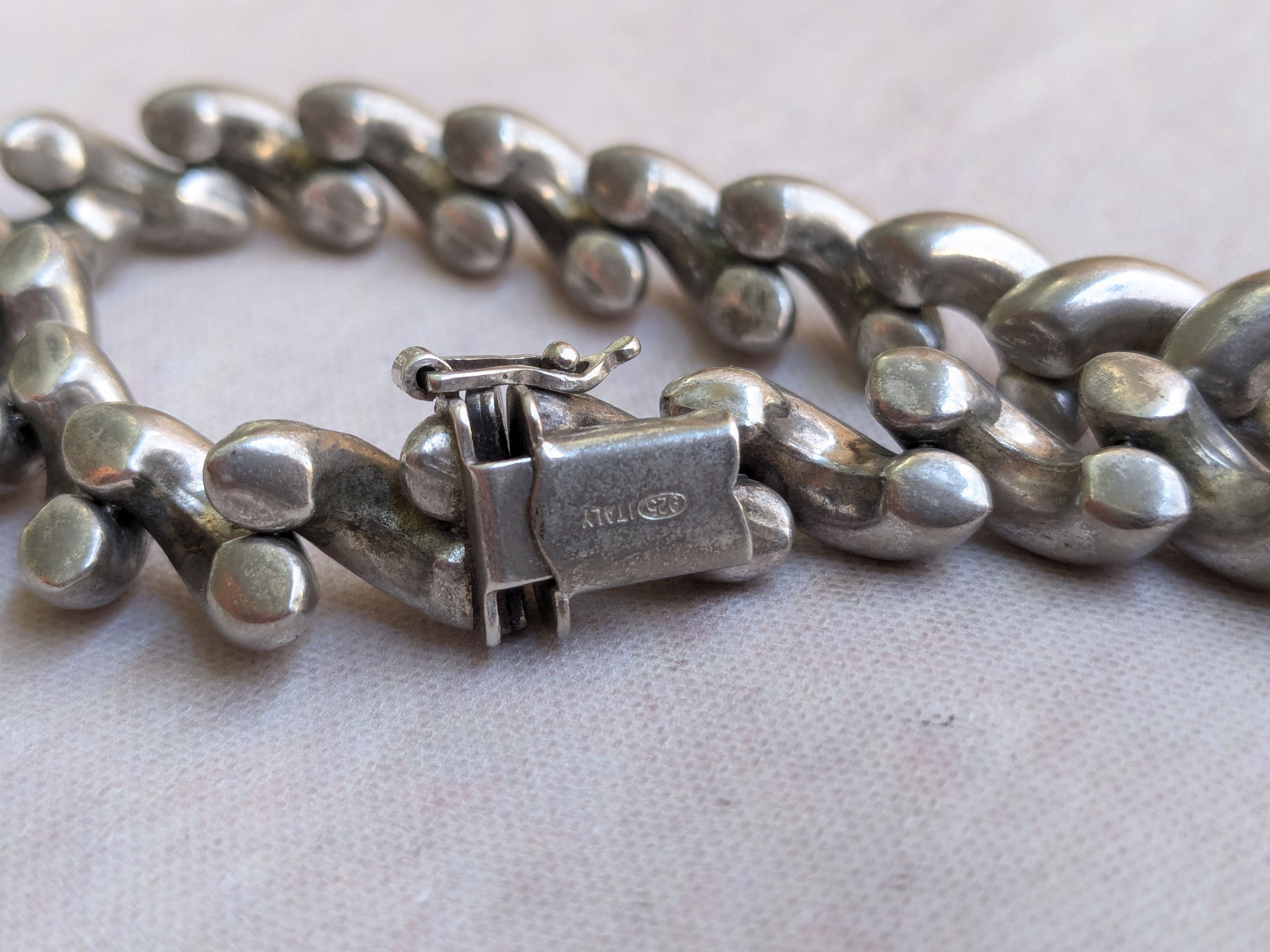 Vintage Vintage Sterling Silver Bracelet San Marcos Macaroni 7 Size ONE SIZE - 7 Thumbnail