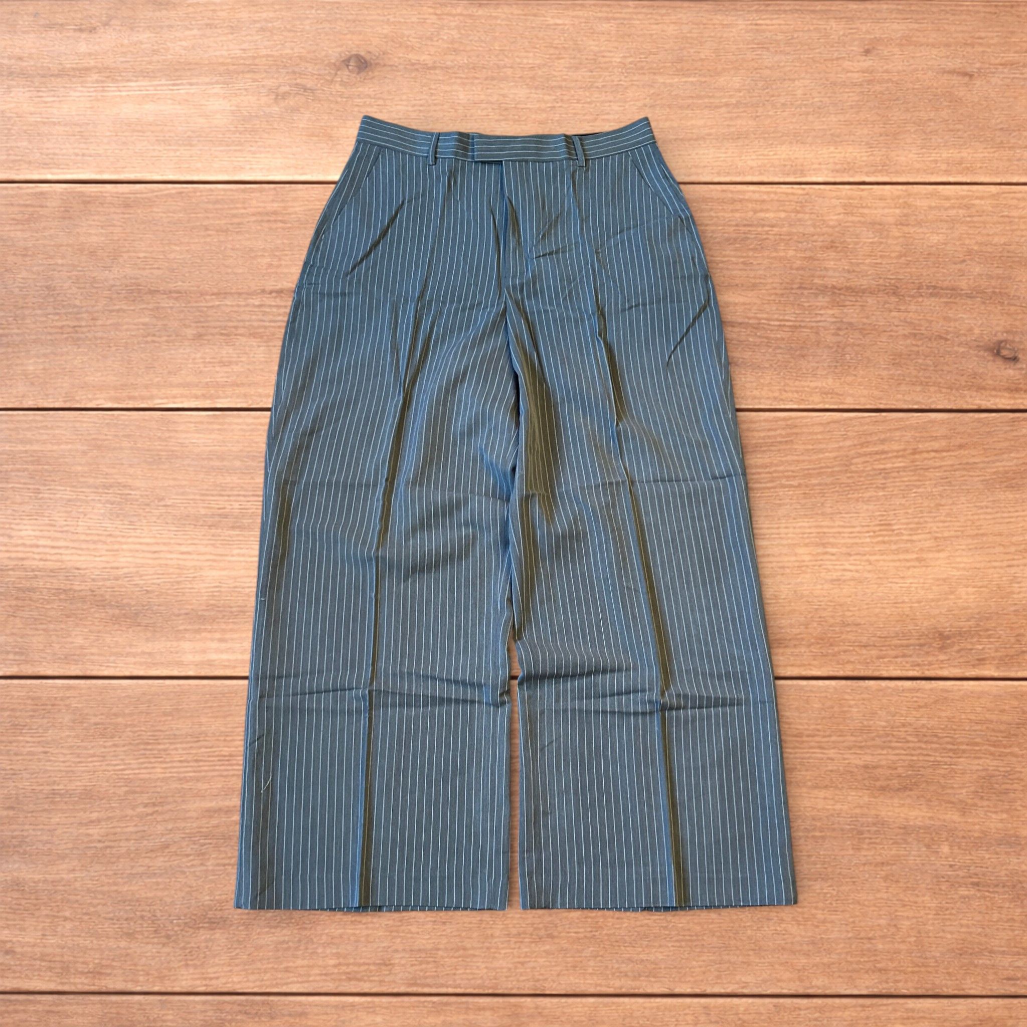 Japanese Brand Baggy wide leg pinstripe tailored trousers in grey. Size US 36 / EU 52 - 1 Thumbnail