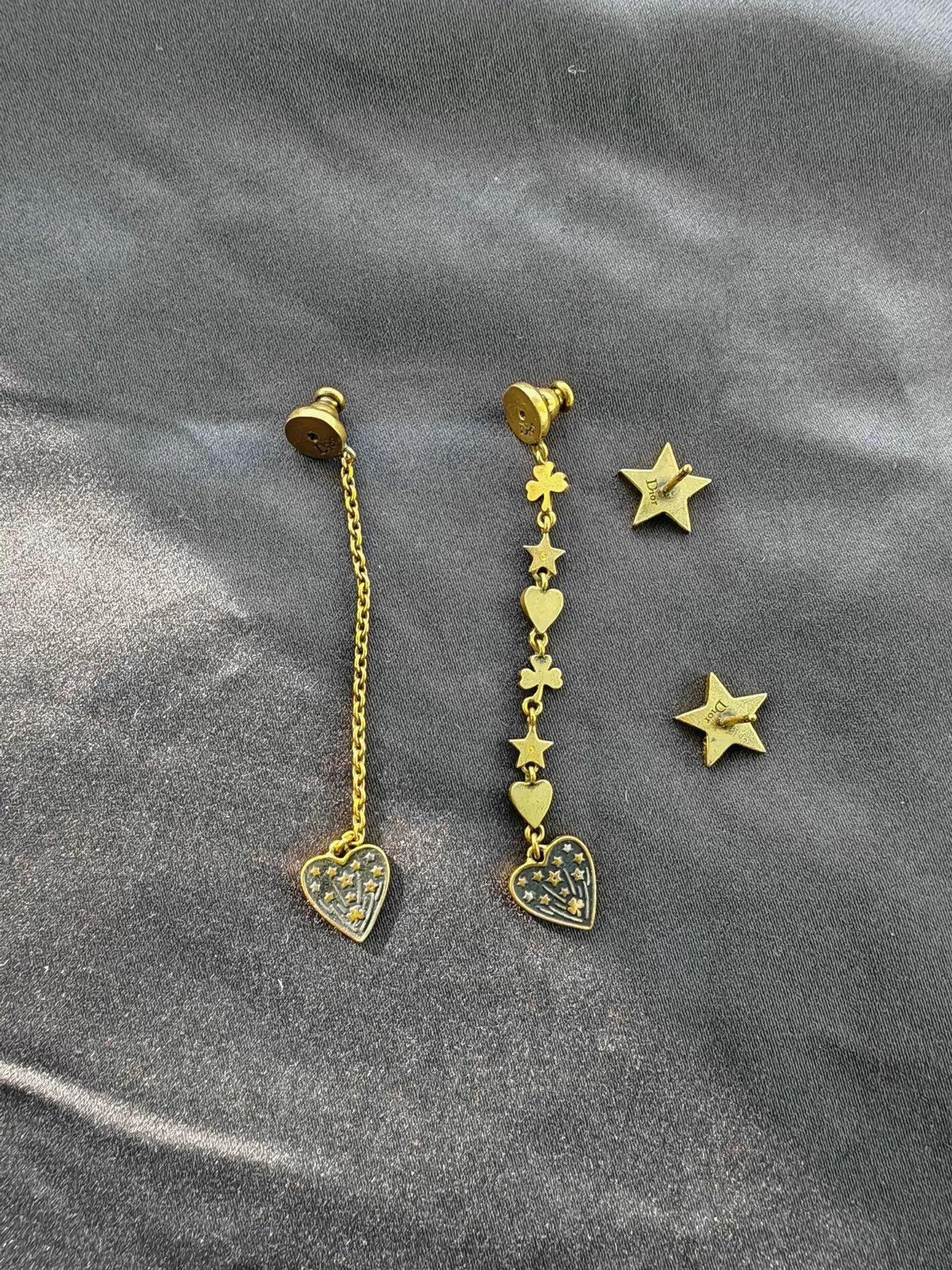 Dior Dior Asymmetric Tassel Heart Star Earrings Size ONE SIZE - 1 Thumbnail
