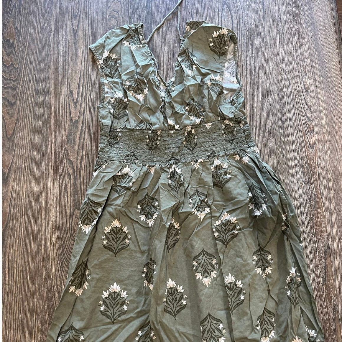 Old Navy Old Navy Midi Dress Floral Sleeveless V-Neck Green Size L Size L / US 10 / IT 46 - 10 Thumbnail