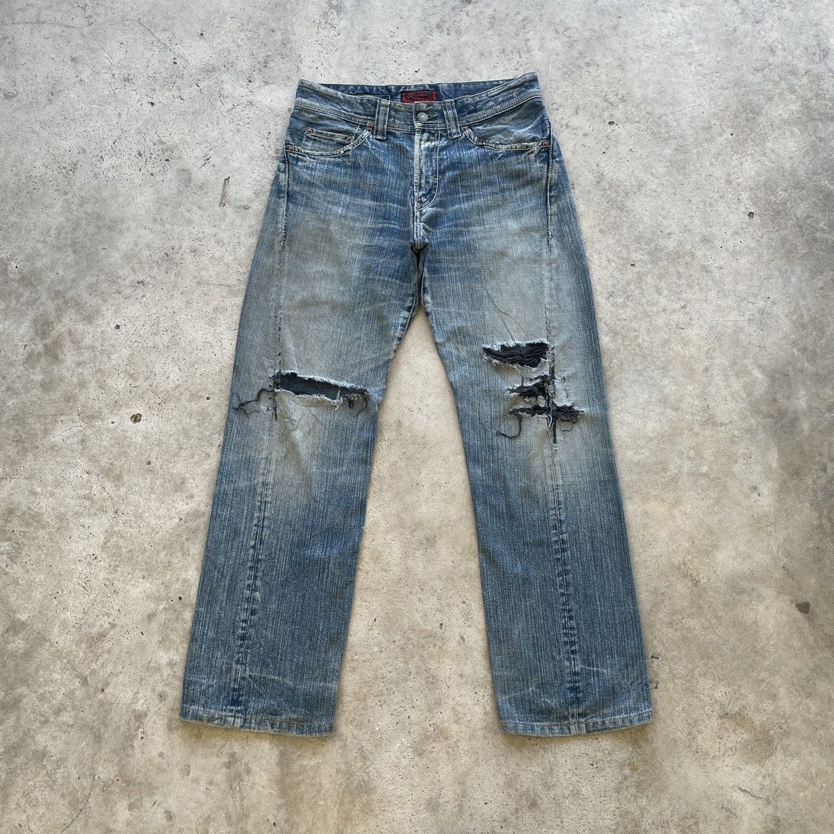 Japanese Brand Vintage JohnBull Kojima Japan Ripped Jeans Faded Pants W32 Size US 32 / EU 48 - 2 Thumbnail