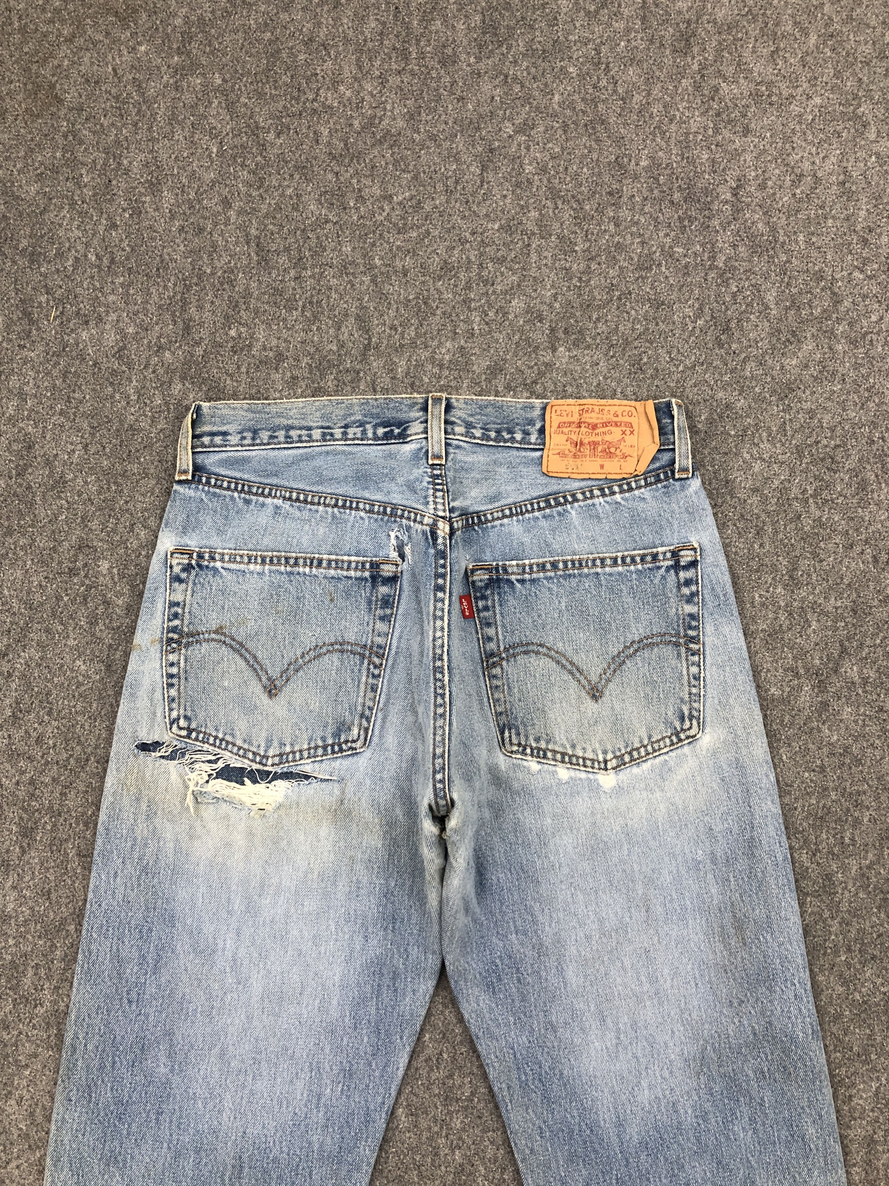 Levi's × Vintage Vintage 90s Levis 501 Light Blue Washed Jeans Size US 28 / EU 44 - 13 Thumbnail