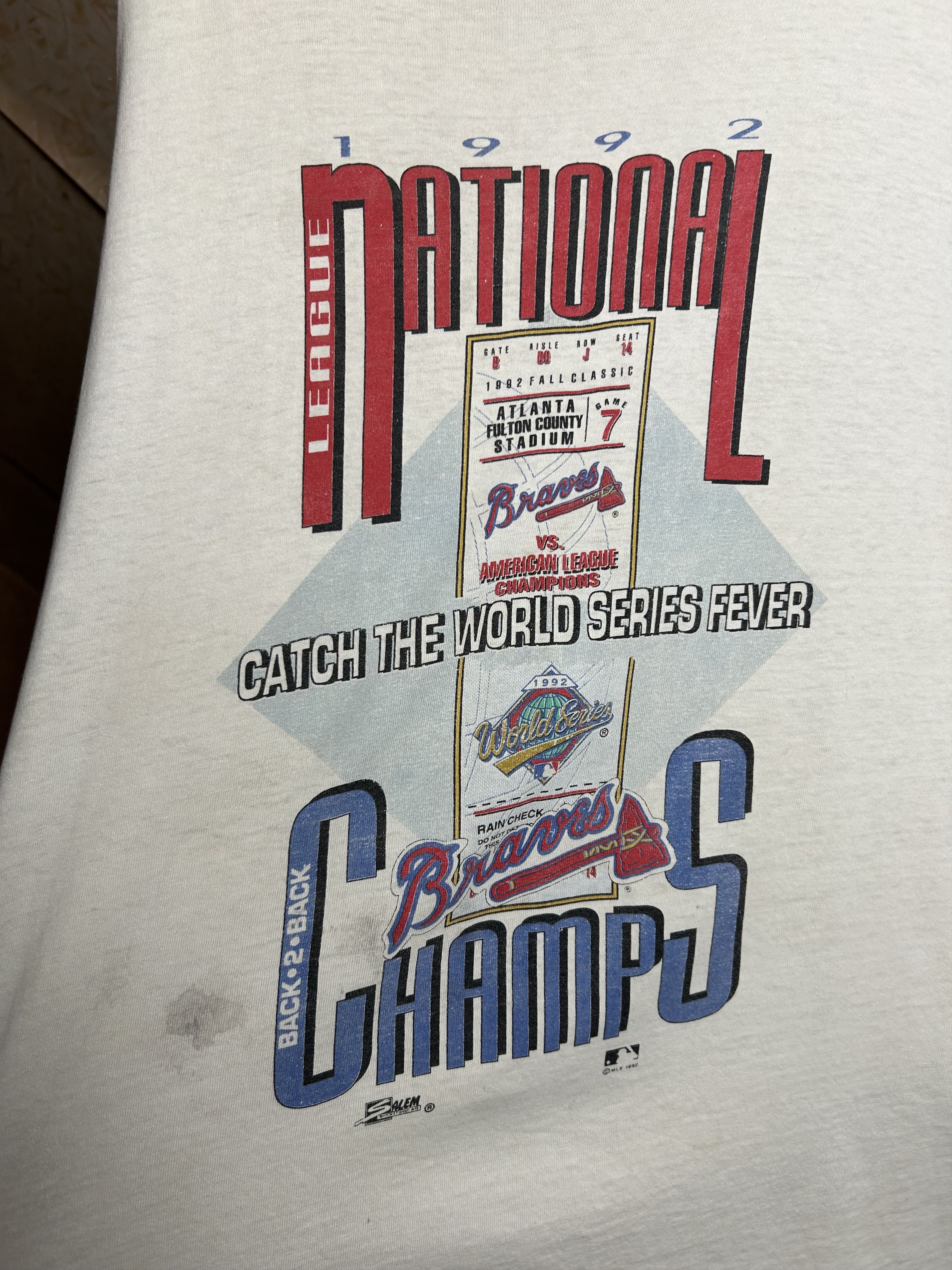MLB Vintage 1992 Atlanta Braves Back2Back League T-shirt Size US XL / EU 56 / 4 - 4 Thumbnail