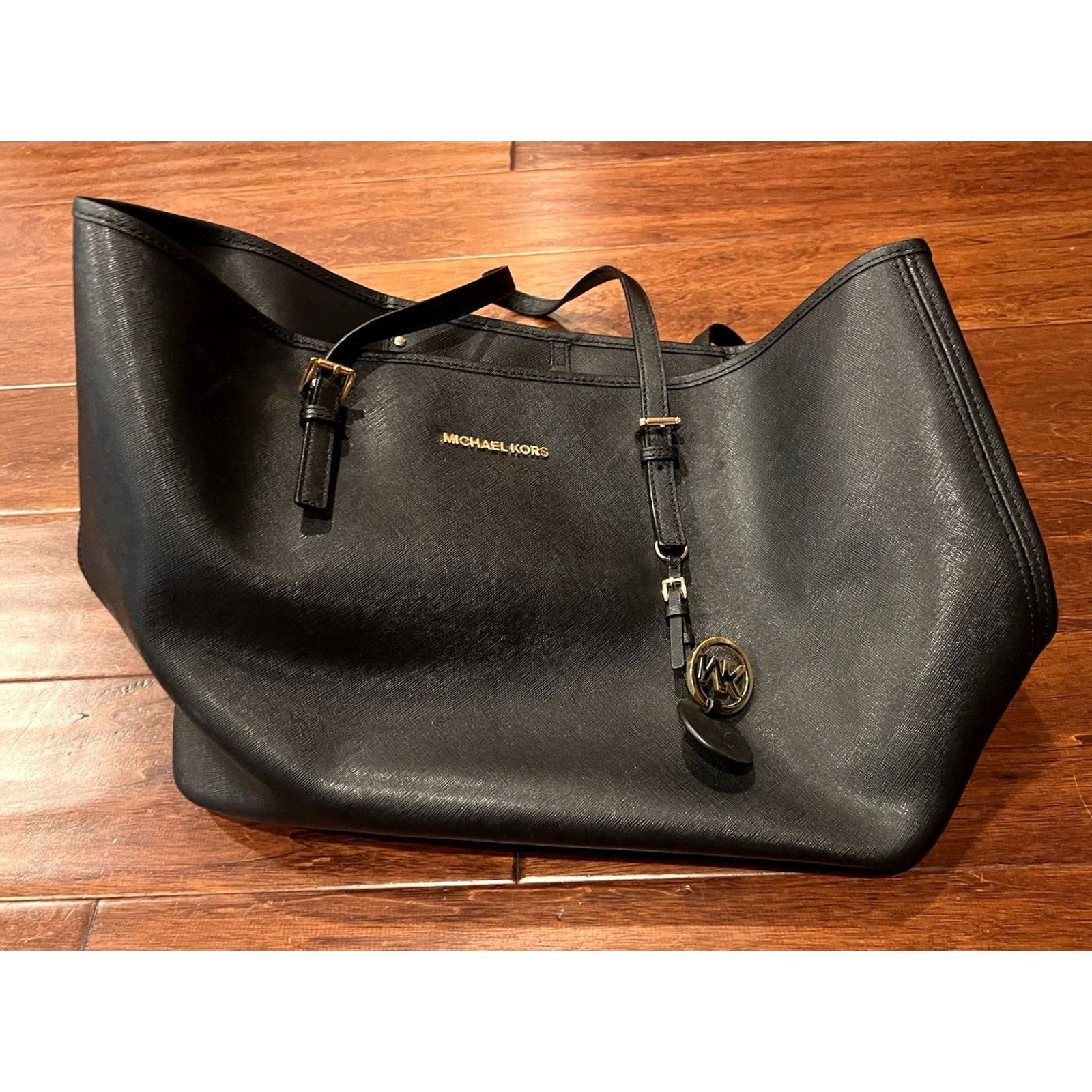 Michael Kors Michael Kors Satchel Handbag Women's Large Jet Set Black Monogram Purse Size ONE SIZE - 2 Thumbnail